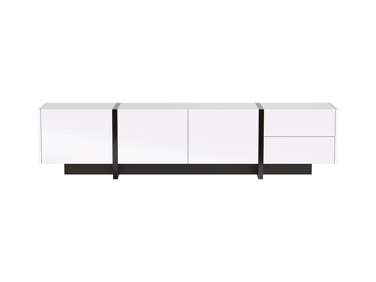 Mueble de TV moderno, mueble con 2 cajones y 3 puertas, mueble multifuncional con estantes, color blanco