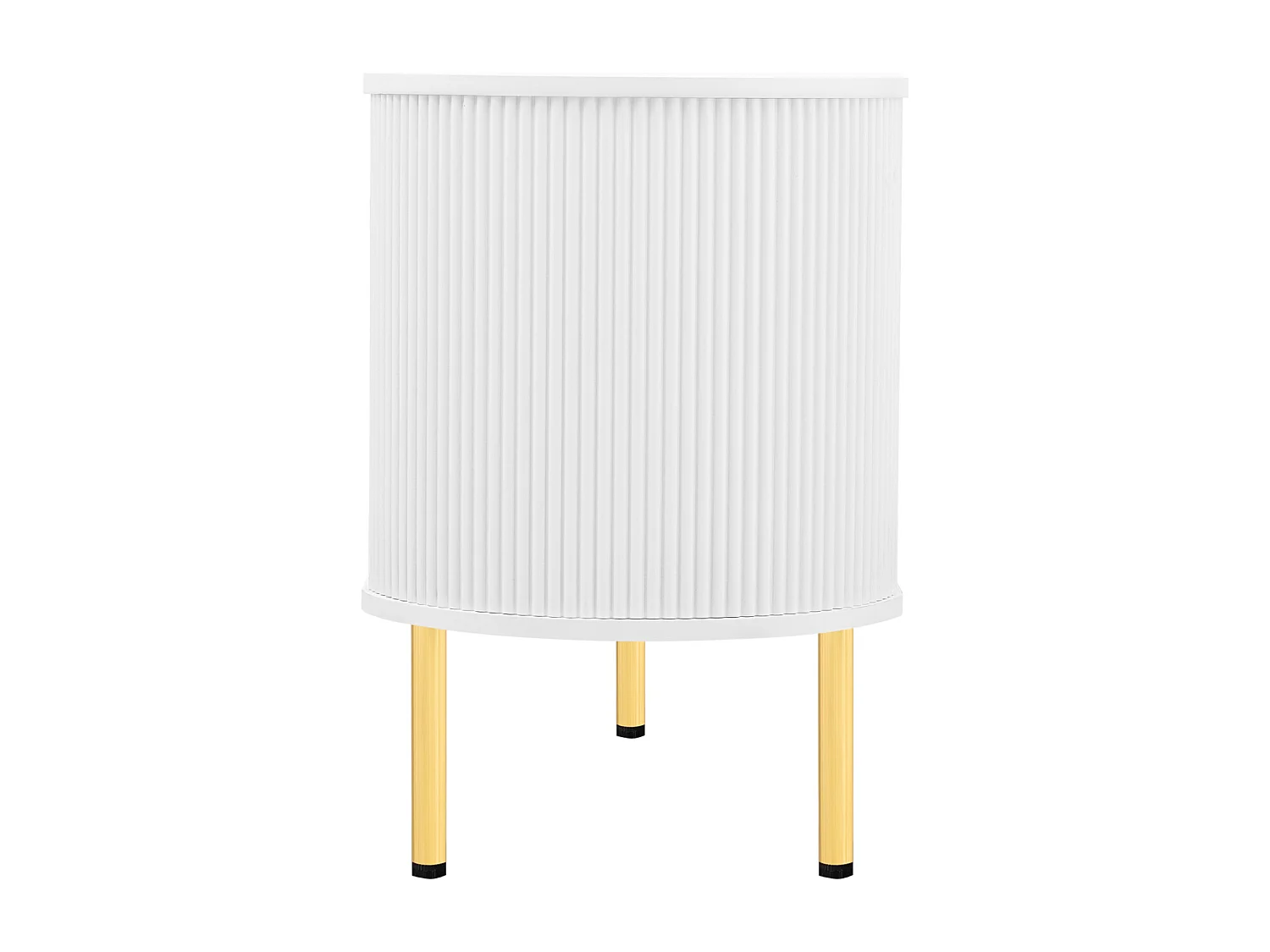 Mueble de TV blanco con 4 puertas de vidrio, manijas y patas doradas