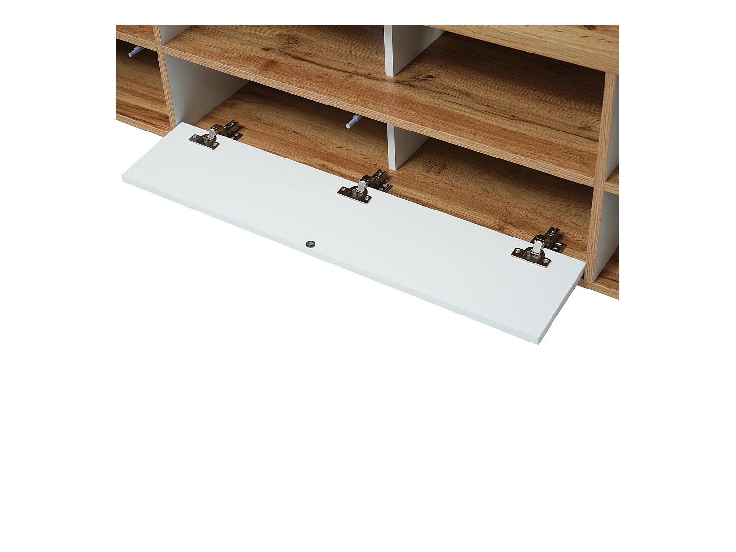 Mueble de TV, mesa de centro con 5 puertas y 2 compartimentos abiertos para tu salón, 175 x 37 x 51 cm