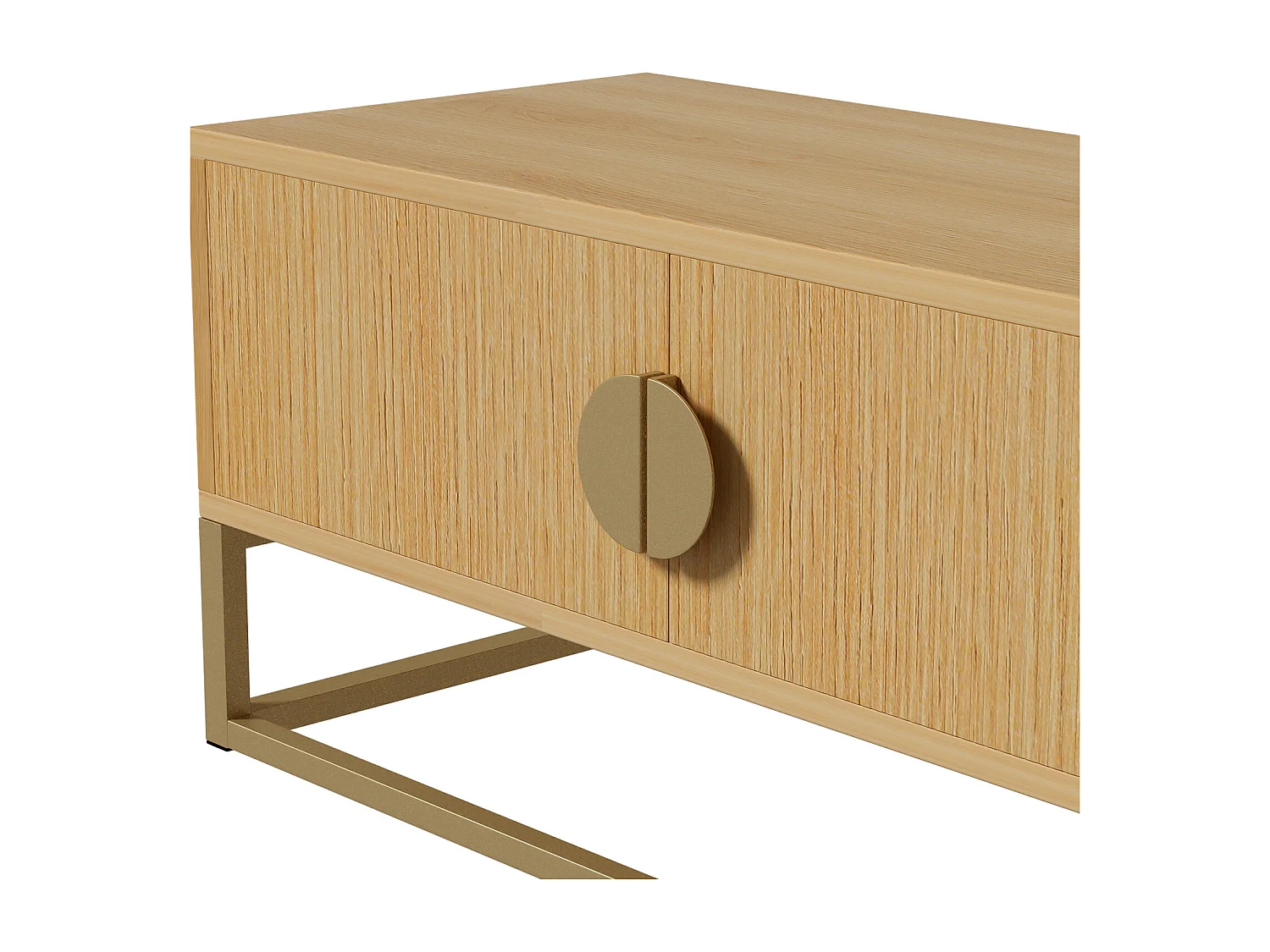 Mueble de TV de madera con 4 puertas y tiradores semicirculares, moderno mueble de almacenaje para salón.