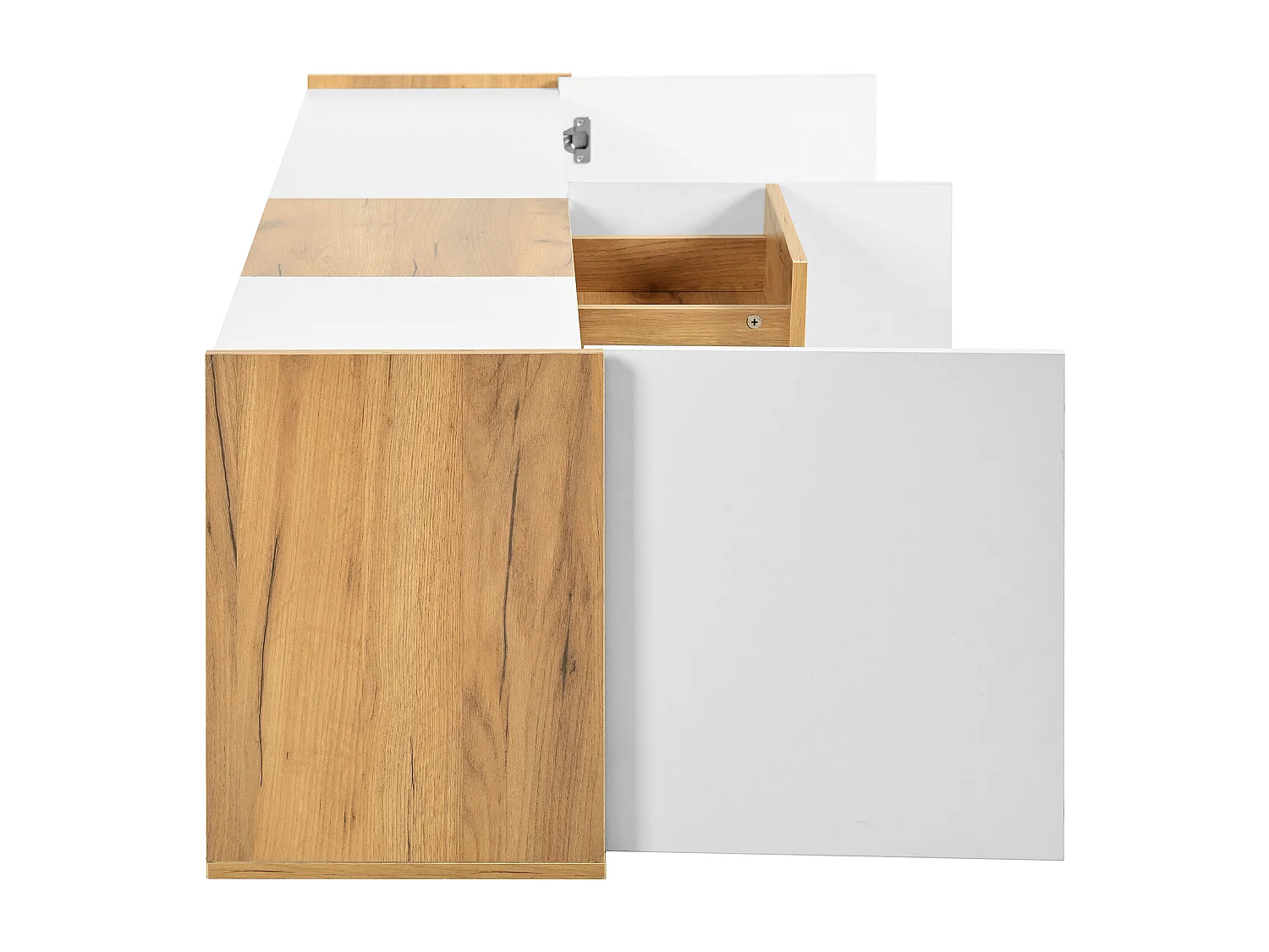 Mueble de TV de pared para salón, mueble de almacenaje con múltiples espacios, mesa de TV con 3 cajones, color blanco