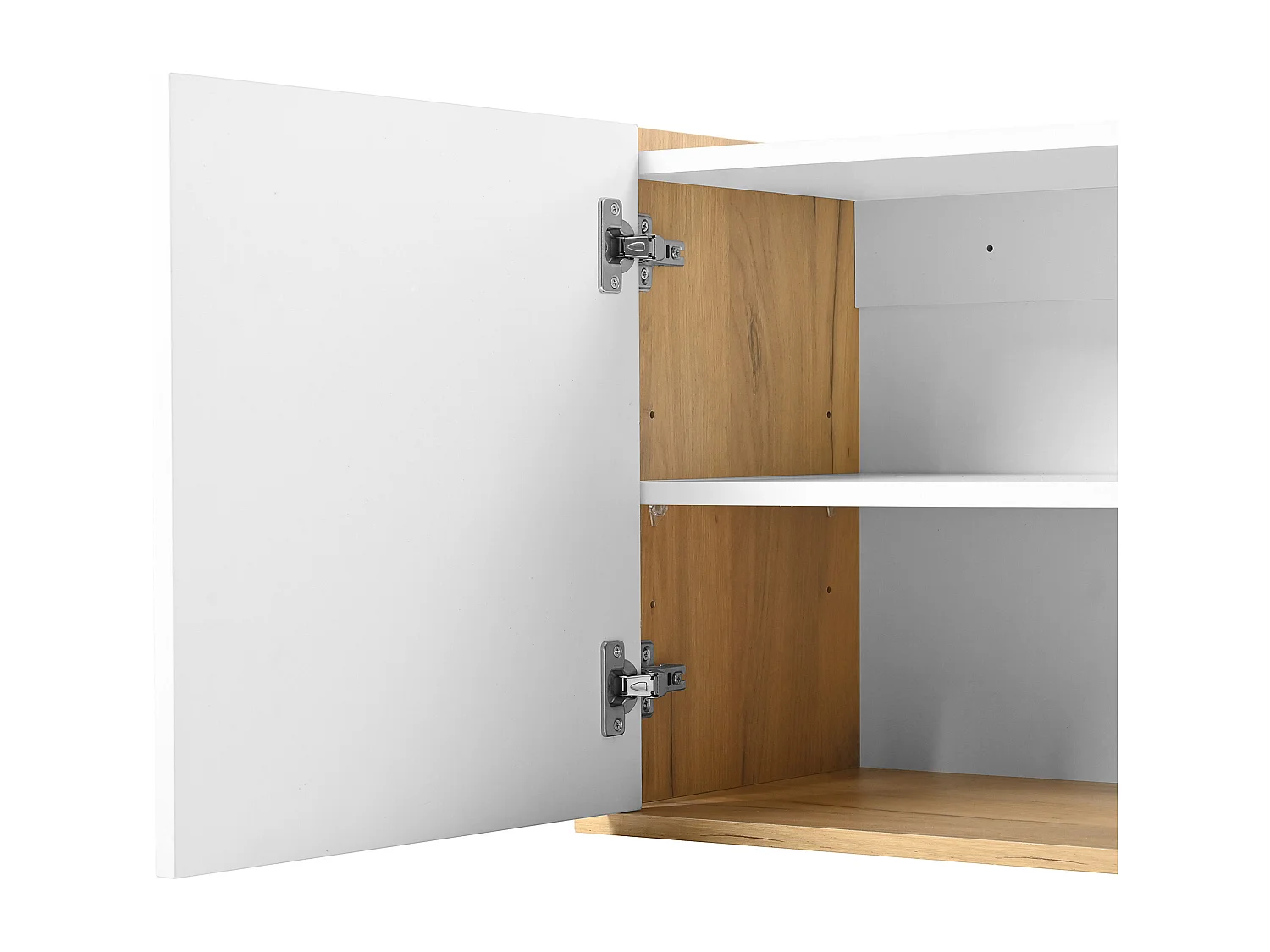 Mueble de TV de pared para salón, mueble de almacenaje con múltiples espacios, mesa de TV con 3 cajones, color blanco