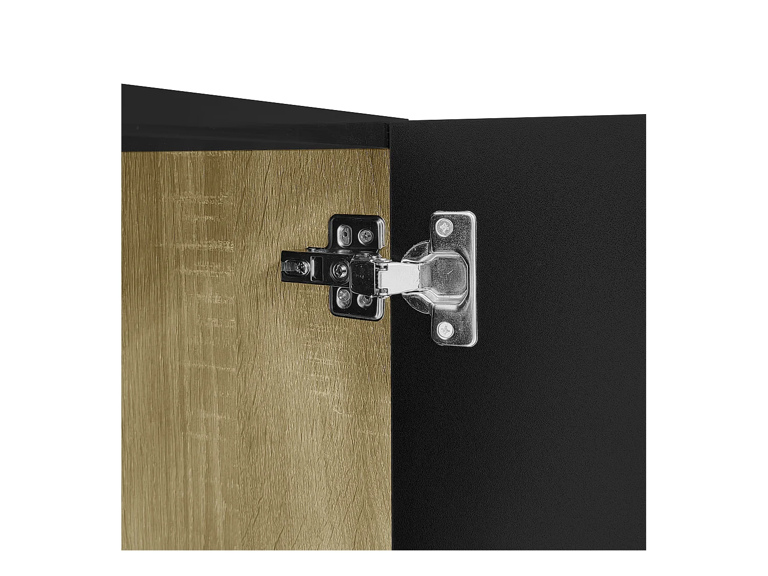 Móvel de TV baixo com 4 portas, móvel de TV com armazenamento, superfície de alto brilho, pés dourados, preto