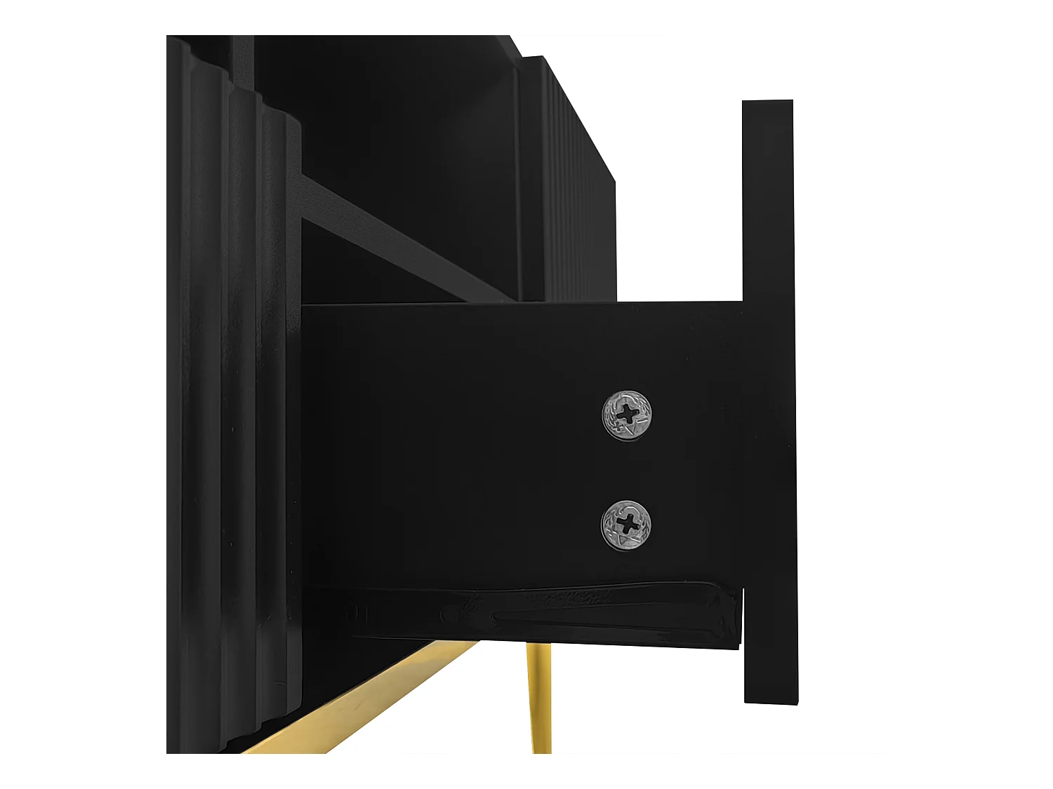 Móvel de TV 165x36x55 cm com armazenamento, 2 portas e 2 gavetas, Móvel de TV baixo, Pés dourados, Preto