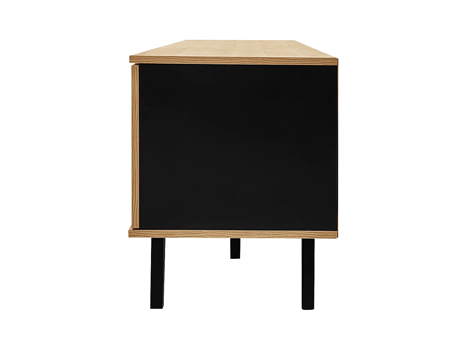 Meuble TV en bois et noir 170 x 40 x 50 cm, buffet avec cinq compartiments de rangement et un tiroir
