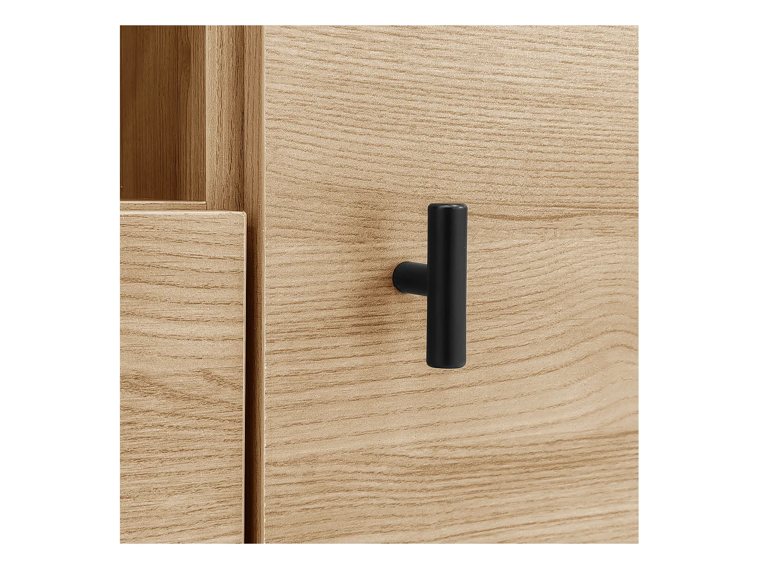 Meuble TV en bois et noir 170 x 40 x 50 cm, buffet avec cinq compartiments de rangement et un tiroir