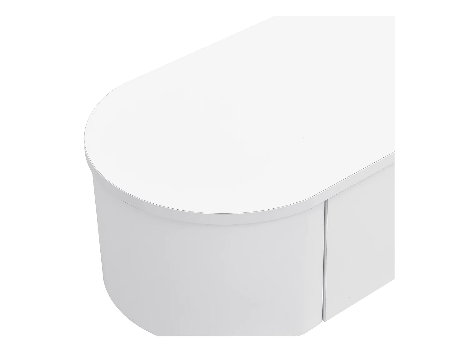 Mueble TV bajo 174 X 35 X 41cm con tres cajones, tiradores dorados y esquinas curvas, color blanco