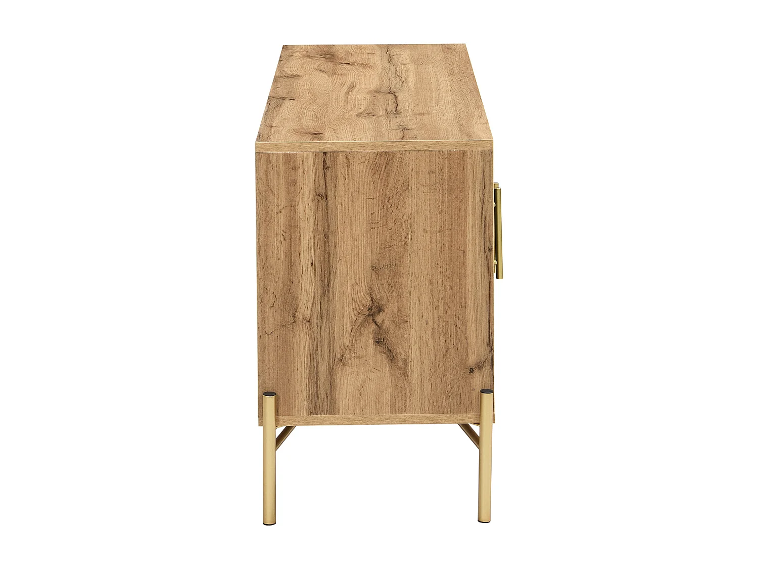 Mueble de TV con 3 puertas, muebles de TV con estantes ajustables, aparadores bajos en veta de madera marrón y negra