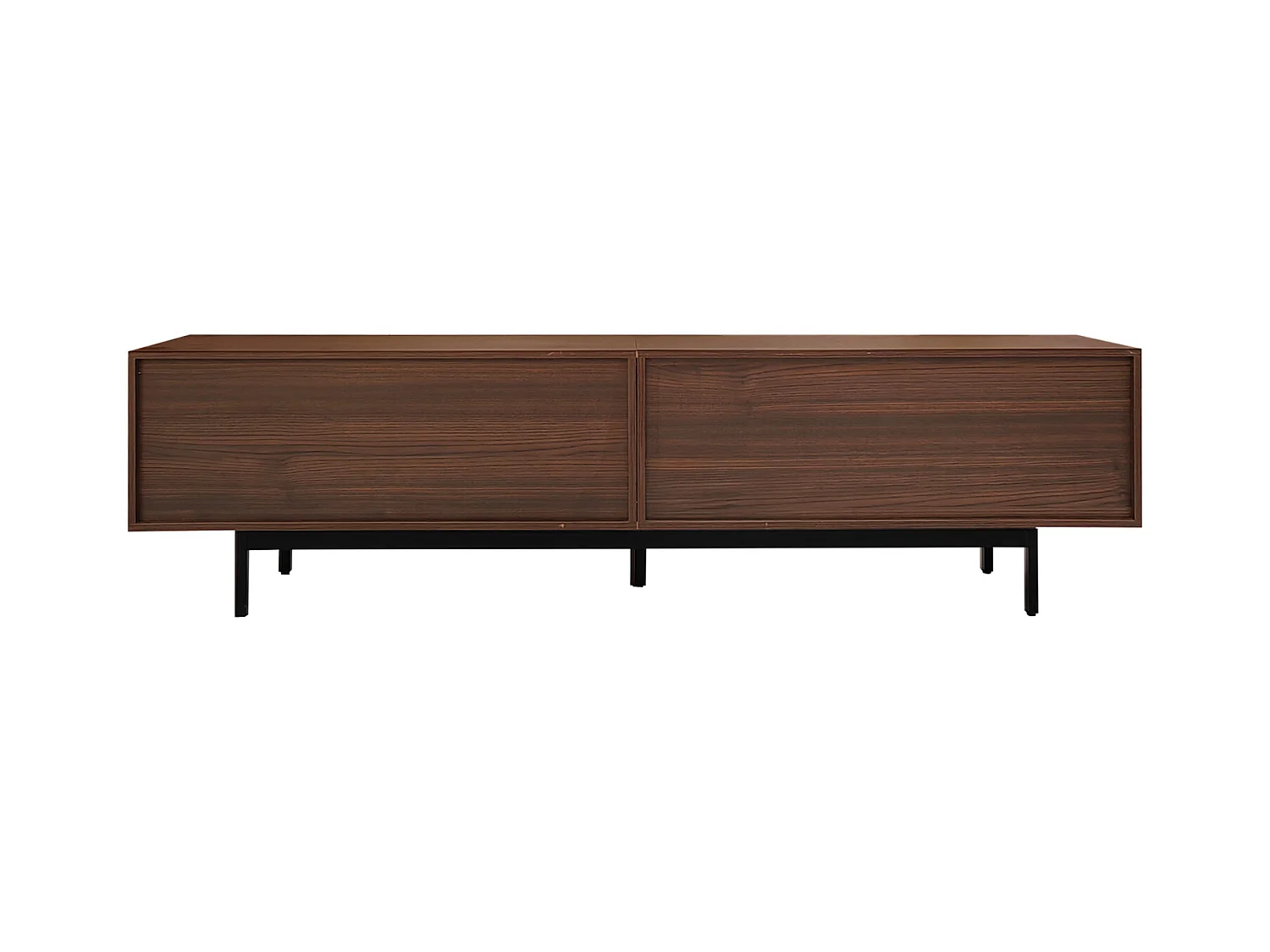 Meuble TV 200cm , Moderne Banc TV avec LED, 3 Portes Rayées et 1 Portes Vitrées , Support en Métal