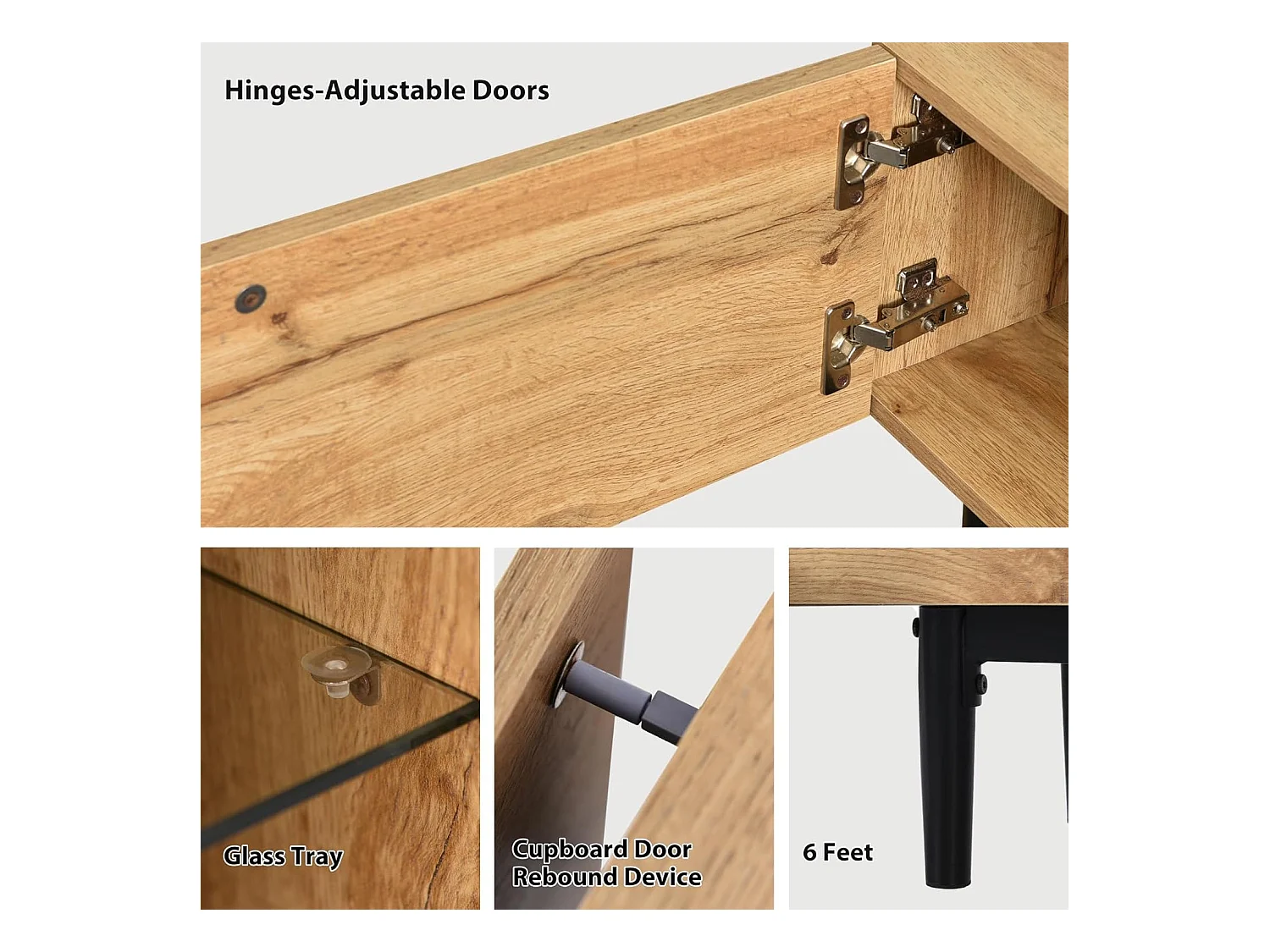 Armoire TV , Meuble TV Style Industriel 175cm avec LED , Etagères et Rangement , 3 Portes , bois