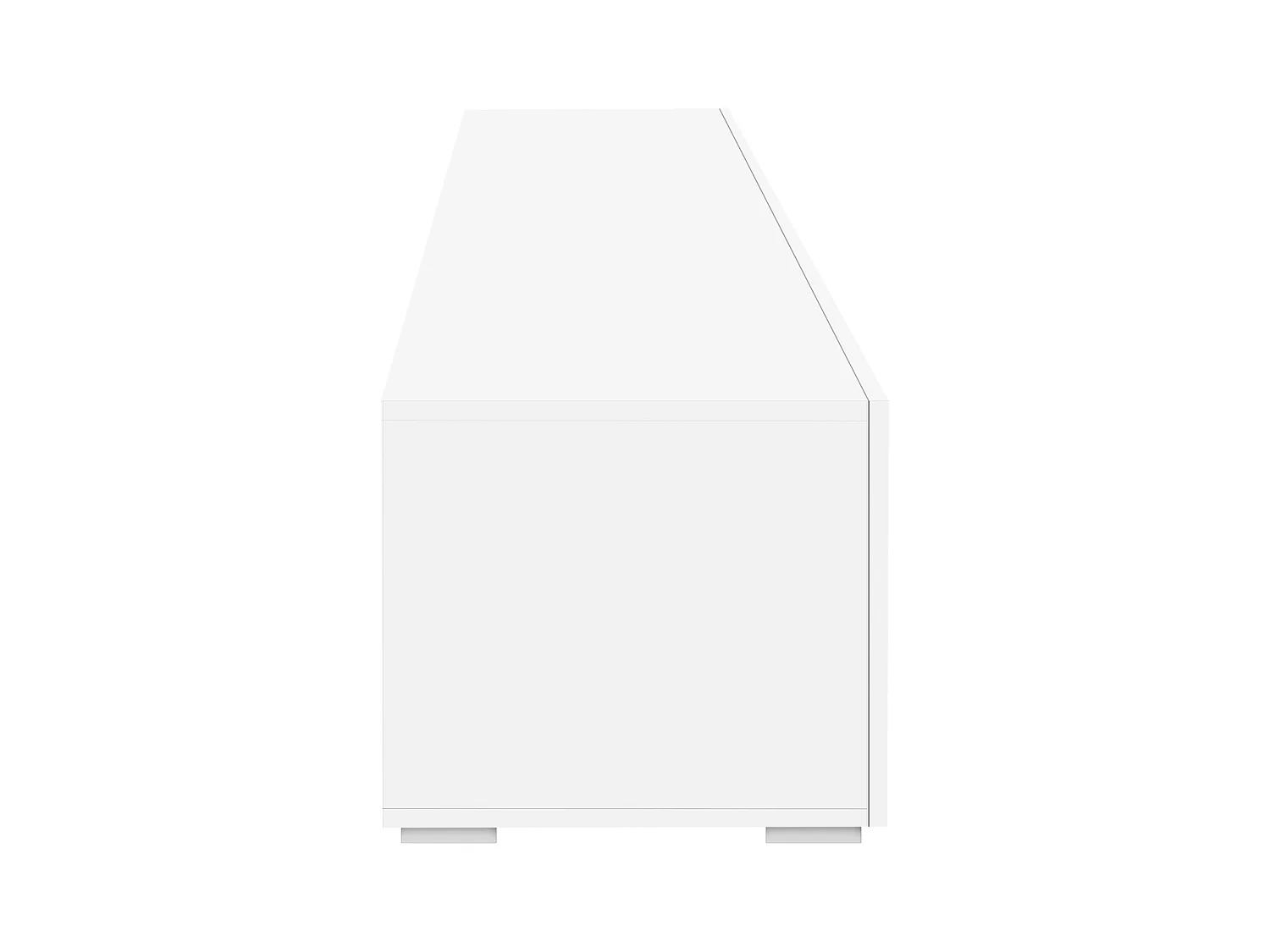 Meuble TV Blanc 260x35x40 cm , 3 niveaux , 3 compartiments , 2 portes , éclairage LED Réglable