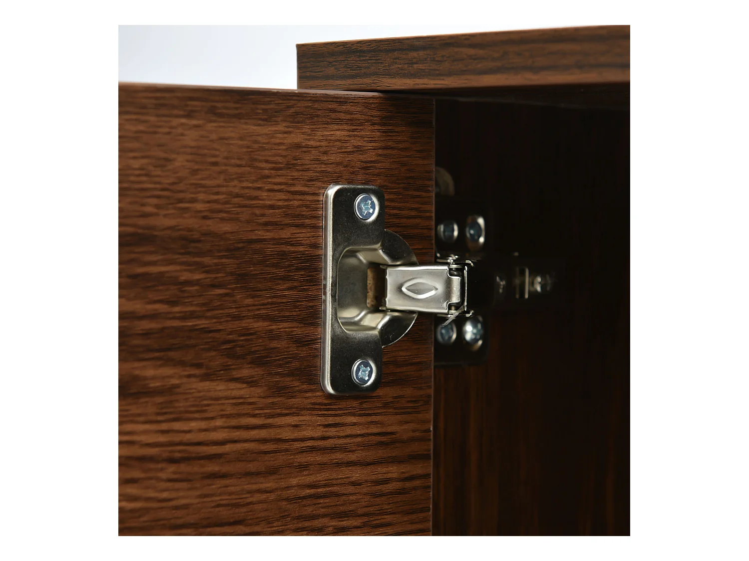 Mueble de TV de madera y negro con tiradores dorados y patas de hierro, mueble de TV con 2 puertas y compartimentos