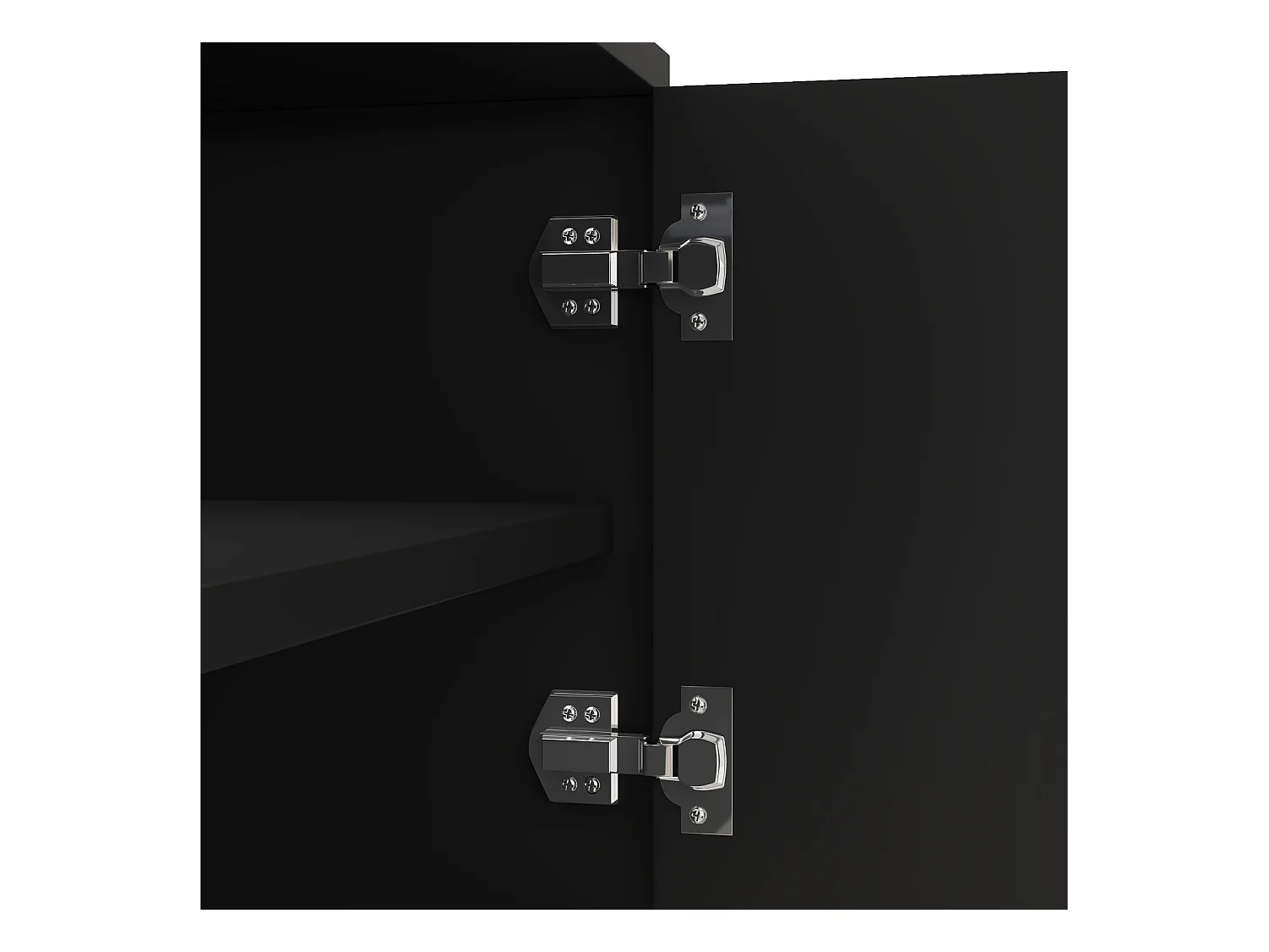 Meuble TV Moderne Noir avec Rangement, Meubles Bas avec 4 Portes et Pieds Ronds dorés, Noir+Gold