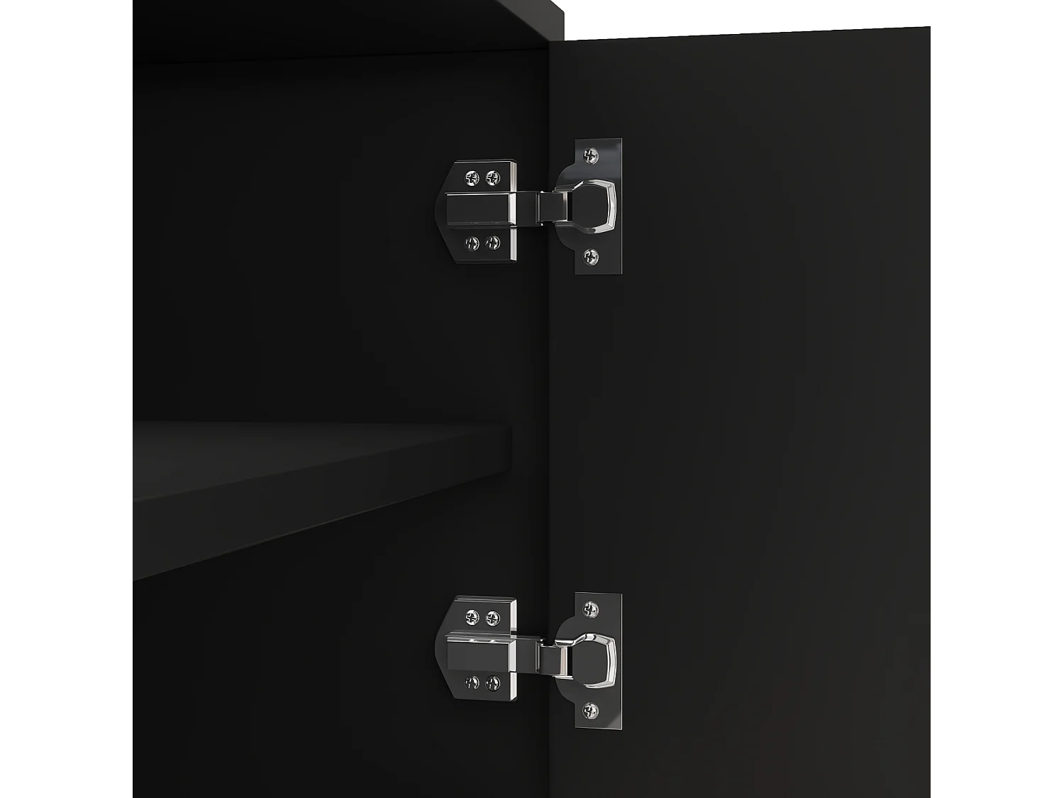 Meuble TV Moderne Noir avec Rangement, Meubles Bas avec 4 Portes et Pieds Ronds dorés, Noir+Gold