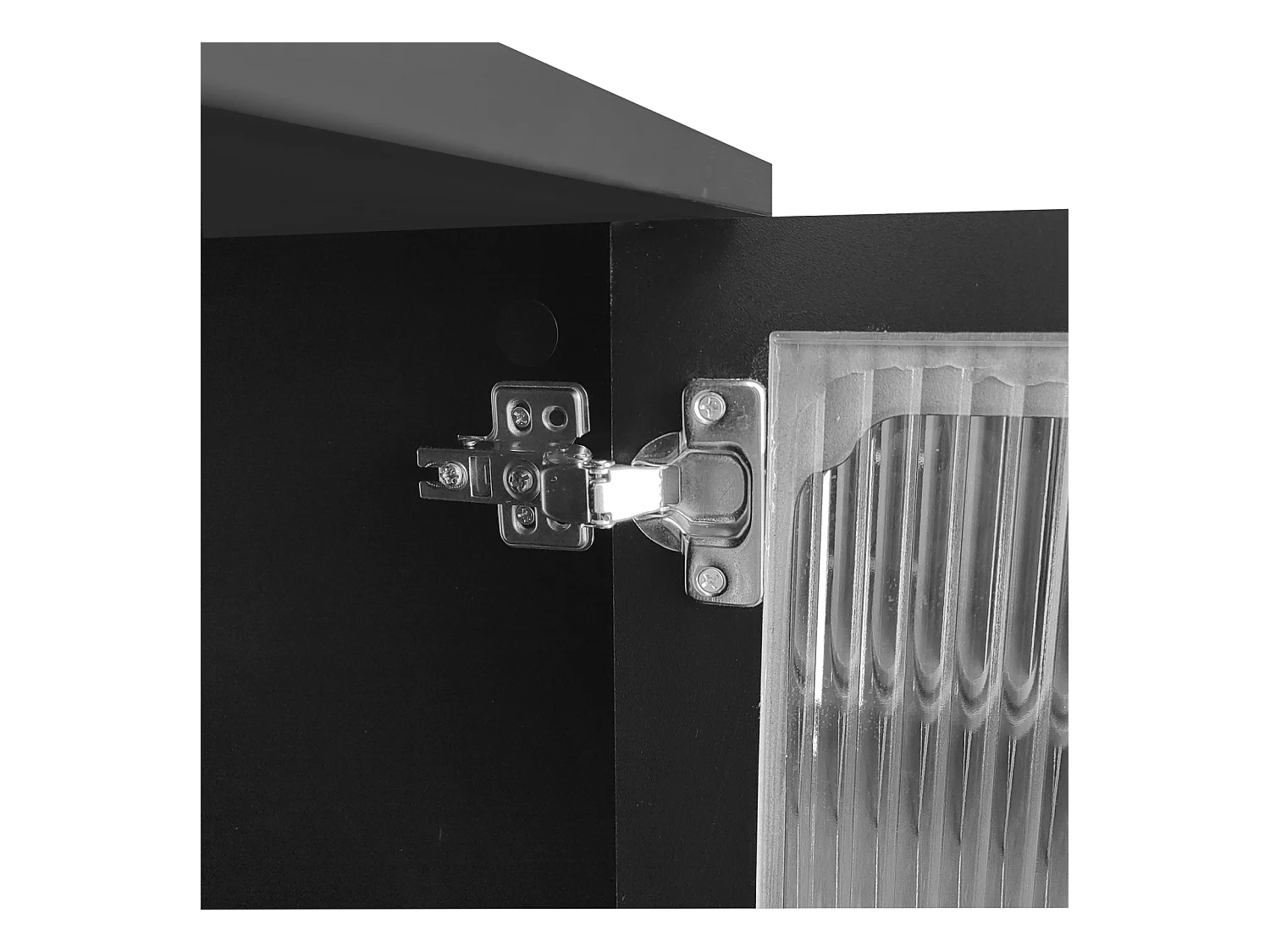 Mueble de TV bajo estilo retro con 6 compartimentos de almacenaje, patas de madera maciza, color negro