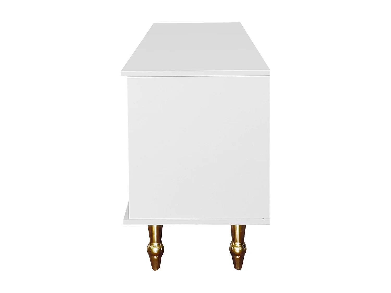 Móvel de TV baixo estilo retro com 6 compartimentos de armazenamento, puxadores dourados, porta de vime