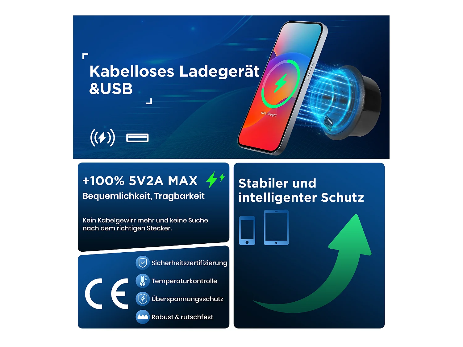 Doppelbett mit kabellosem USB-C-Laden, 140 x 200 cm Bettgestell