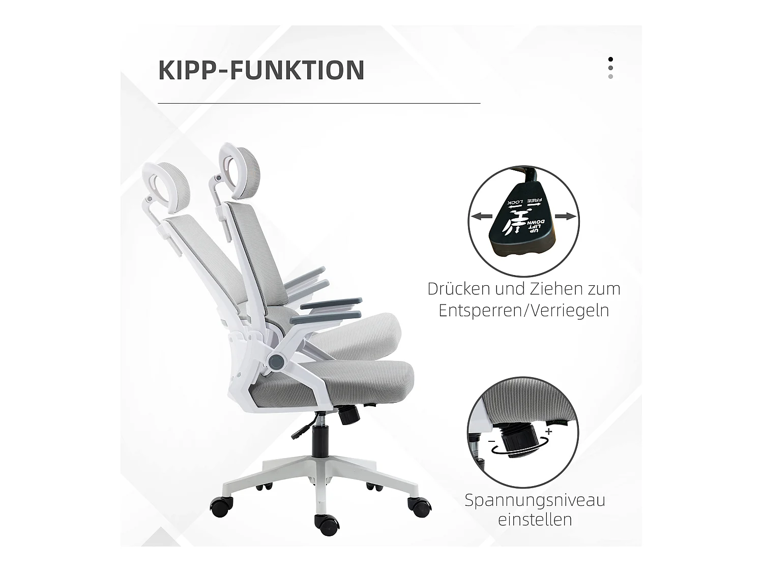 Chaise de bureau ergonomique,appui-tête et accoudoirs réglables,pivotante réglable