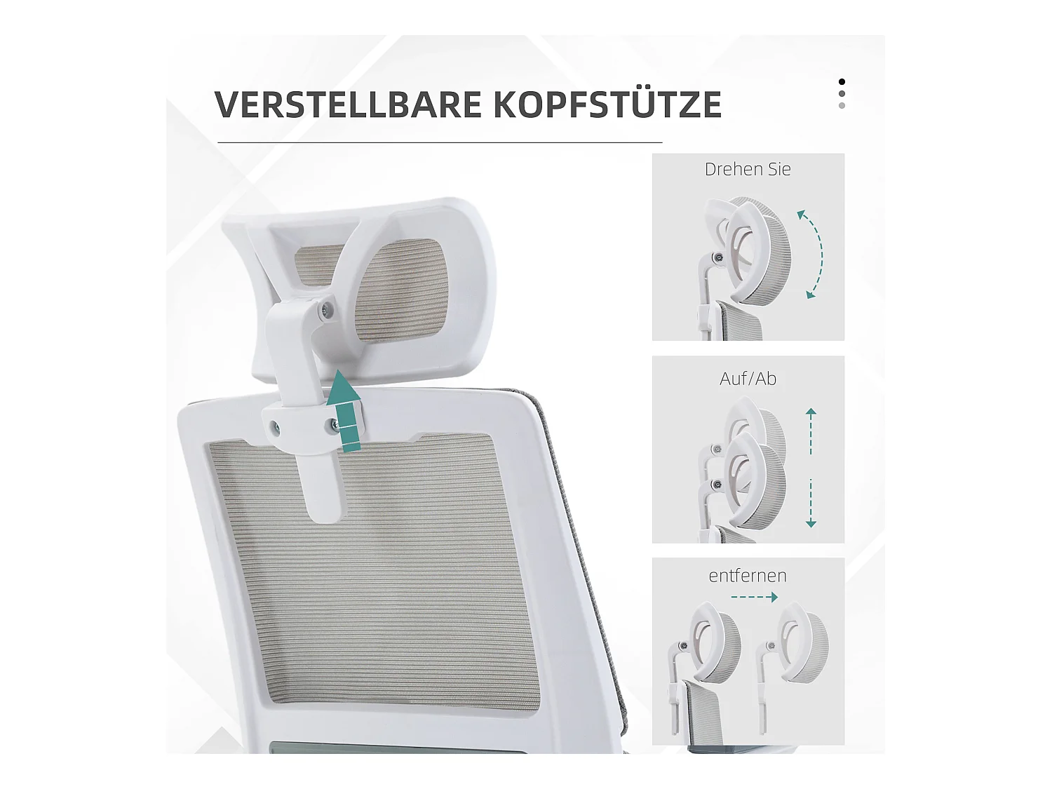 Chaise de bureau ergonomique,appui-tête et accoudoirs réglables,pivotante réglable