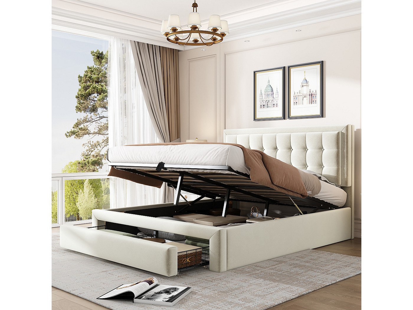 Bedbodem met opberglade 140 x 190 cm - Licht naturel - HESTIA de YSMÉE