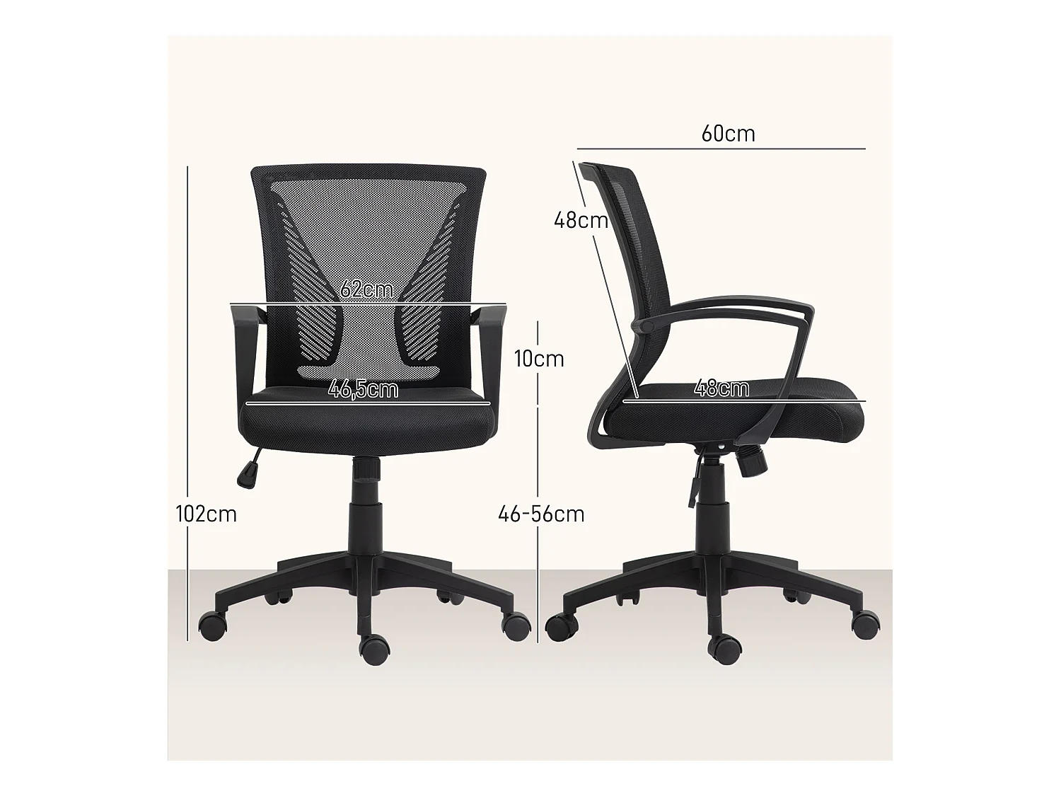 Silla de oficina reclinable, regulable en altura y giratoria hasta 120 kg