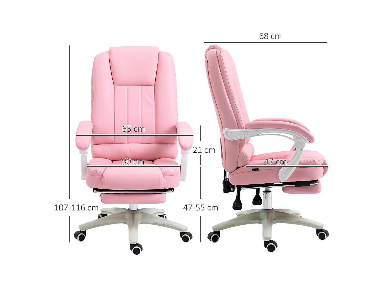 Silla de oficina reclinable con reposapiés, altura ajustable, cuero sintético