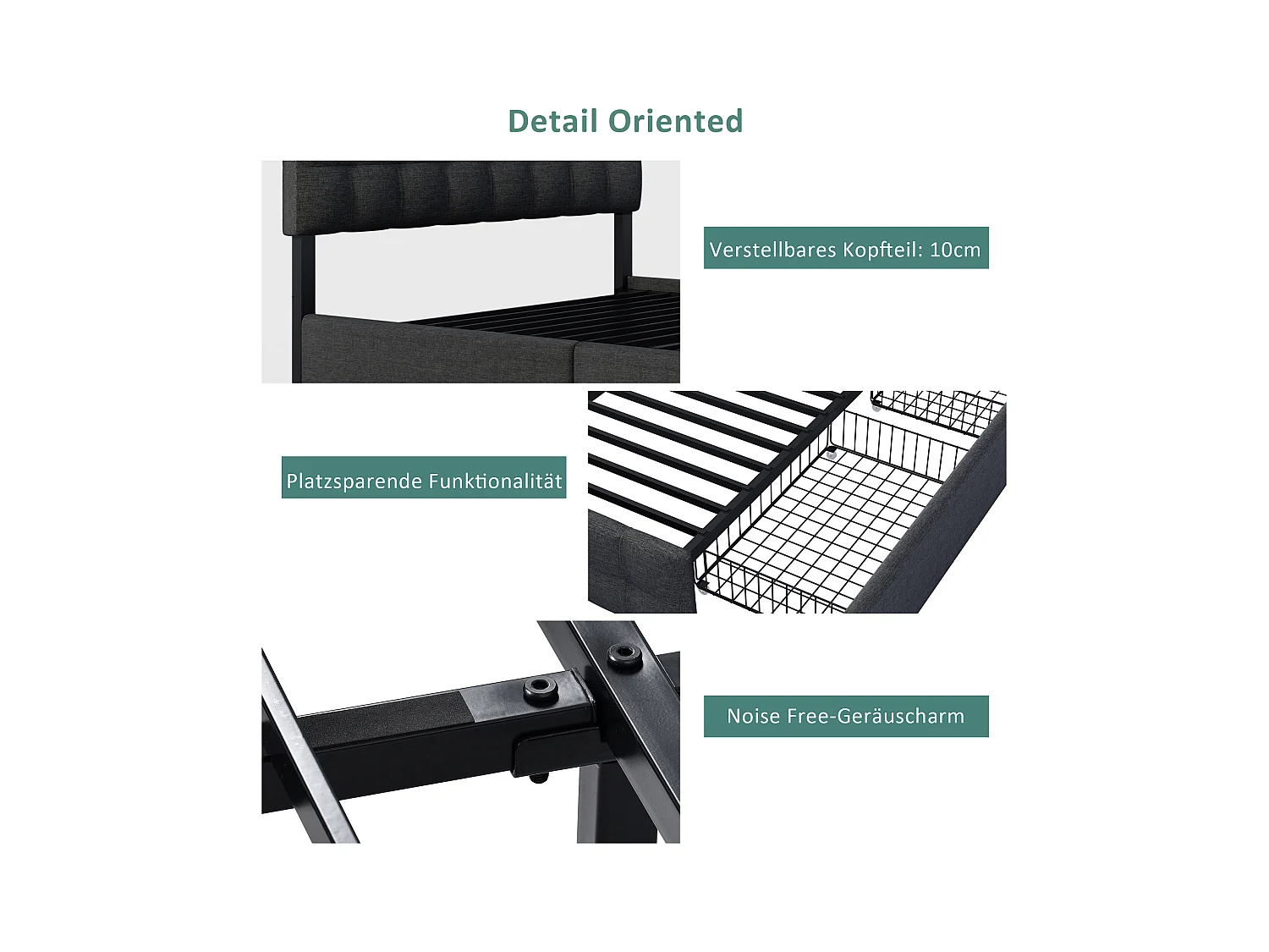 Lit rembourré avec 4 tiroirs,lit double avec sommier à lattes,avec rangement 140x200cm