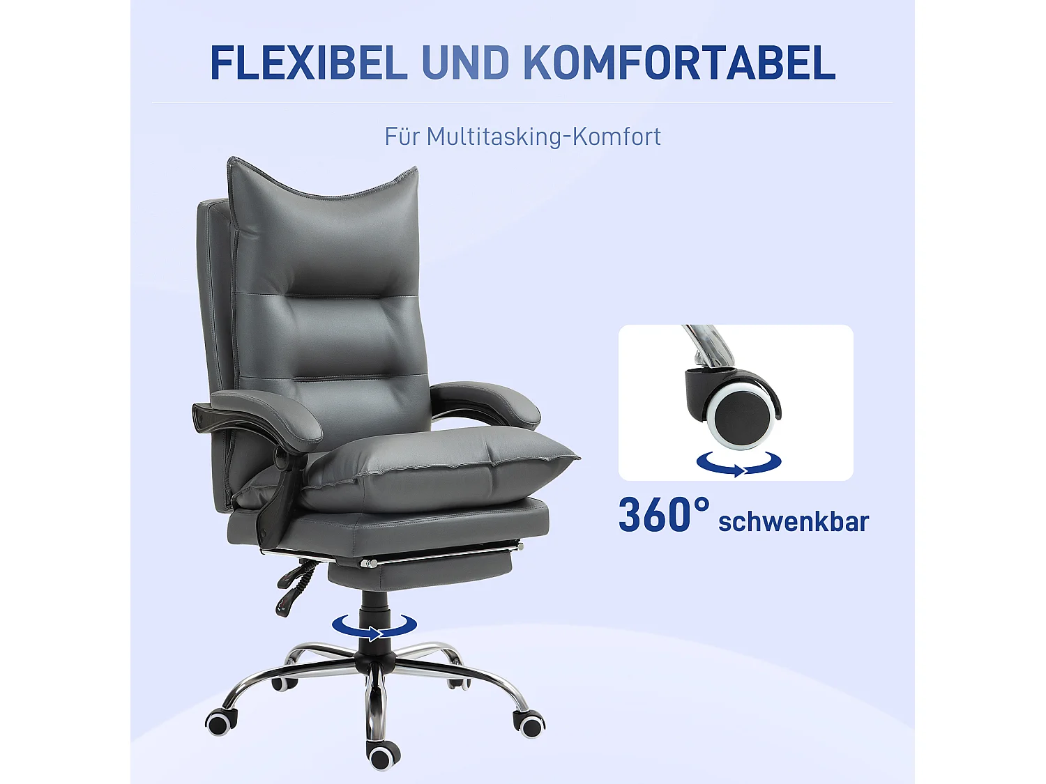 Chaise de bureau avec fonction allongée,réglable en hauteur,repose-pieds,rembourrée