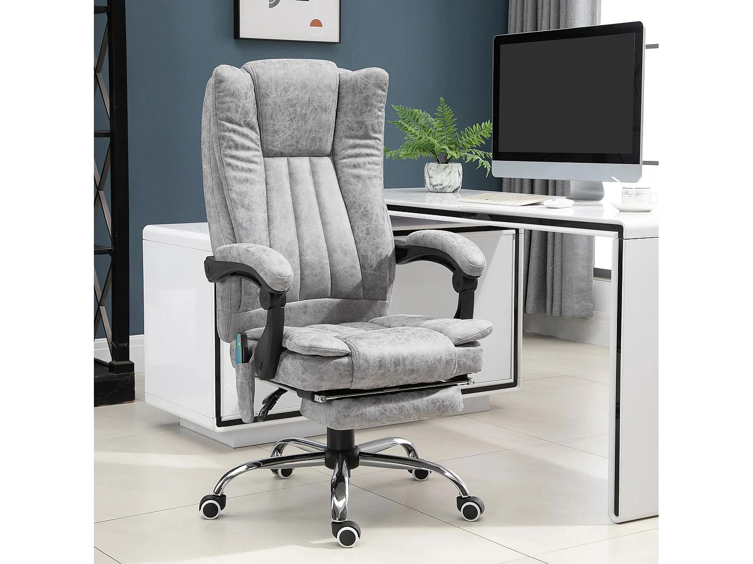 Chaise de massage,fauteuil de bureau avec fonction chauffe,repose-pieds,62x67x113-120 cm