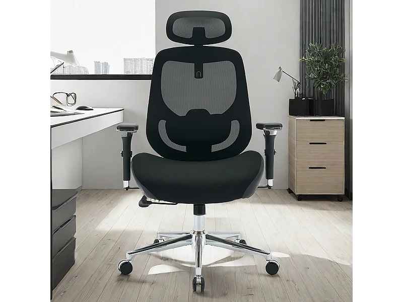 Sedia da ufficio ergonomica con braccioli regolabili 4D, adatta a persone alte