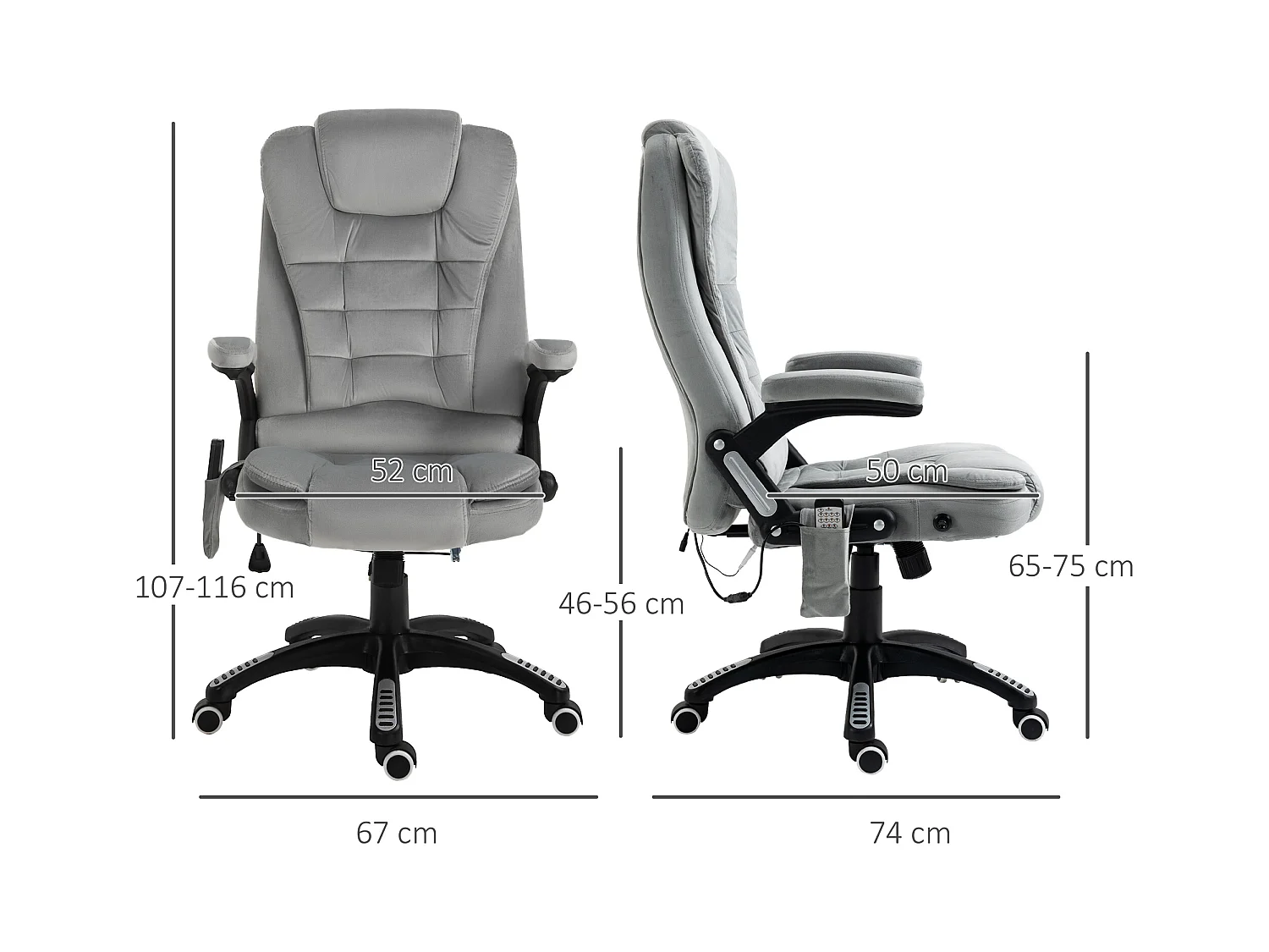 Massagestoel, ergonomisch, in hoogte verstelbaar, PU wielen, kantoorcomfort en ontspanning