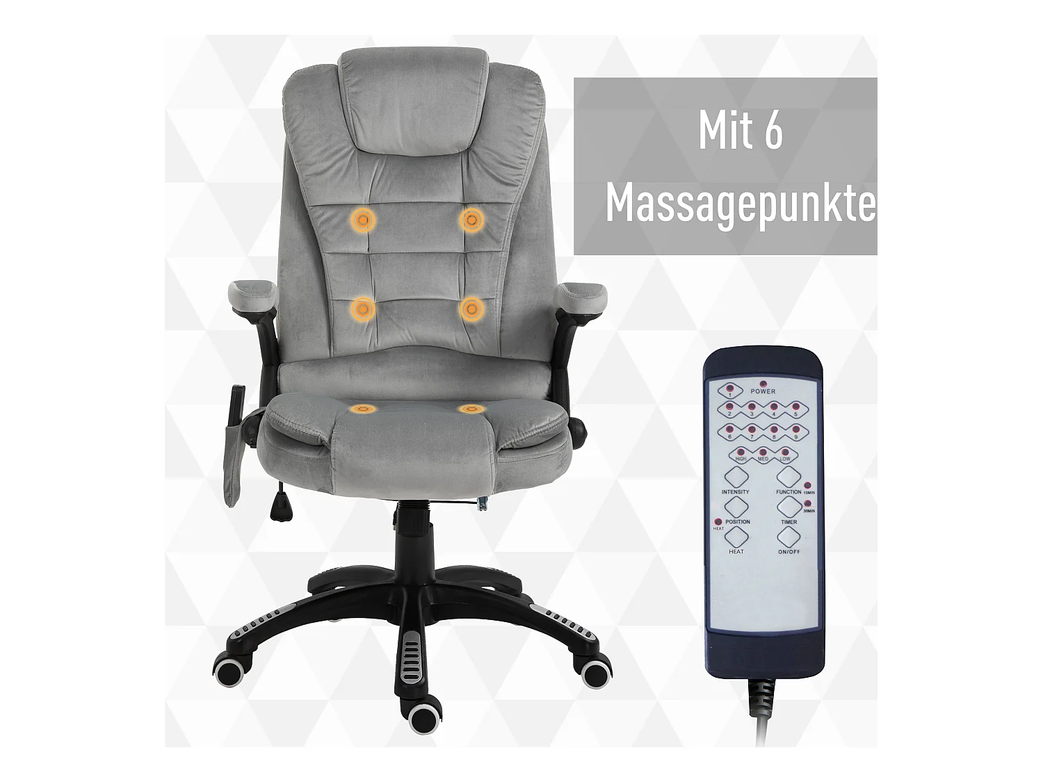 Massagestoel, ergonomisch, in hoogte verstelbaar, PU wielen, kantoorcomfort en ontspanning
