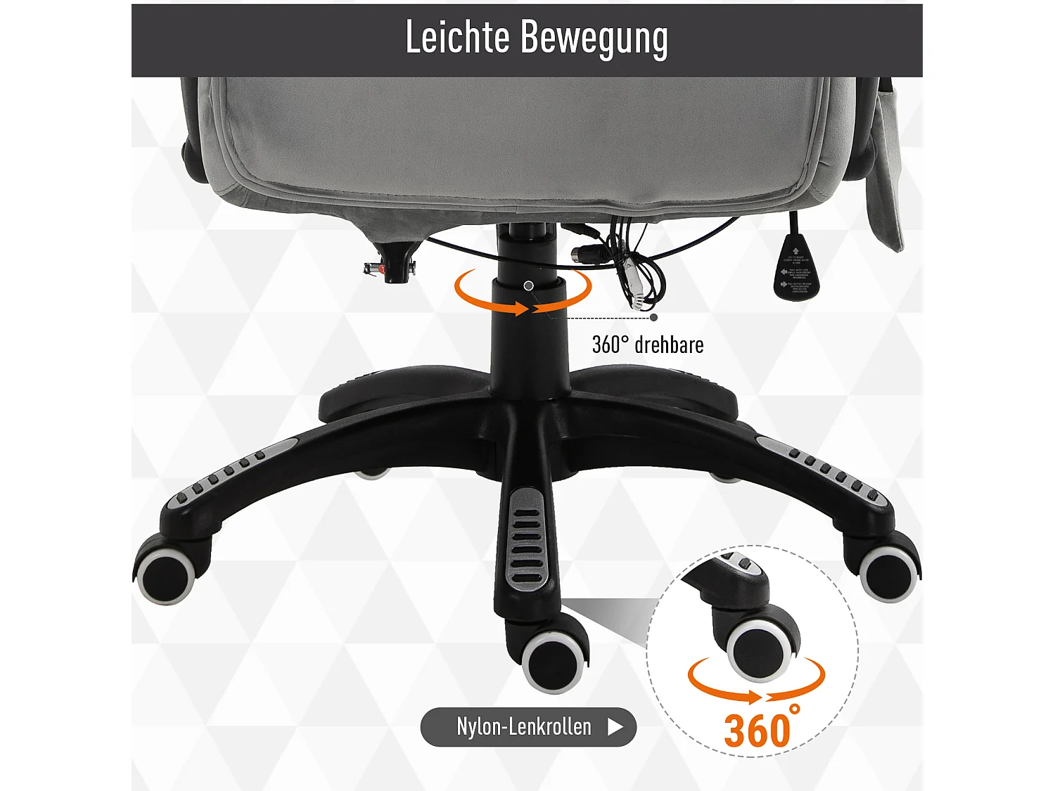 Massagesessel, ergonomisch, höhenverstellbar, PU-Rollen, Bürokomfort und Entspannung