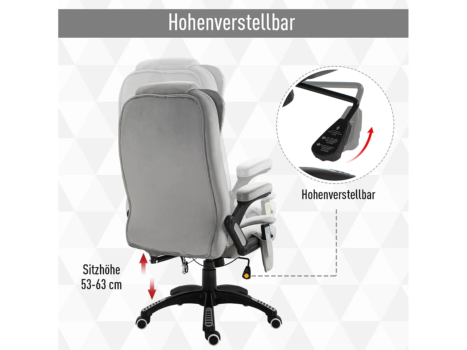 Massagesessel, ergonomisch, höhenverstellbar, PU-Rollen, Bürokomfort und Entspannung