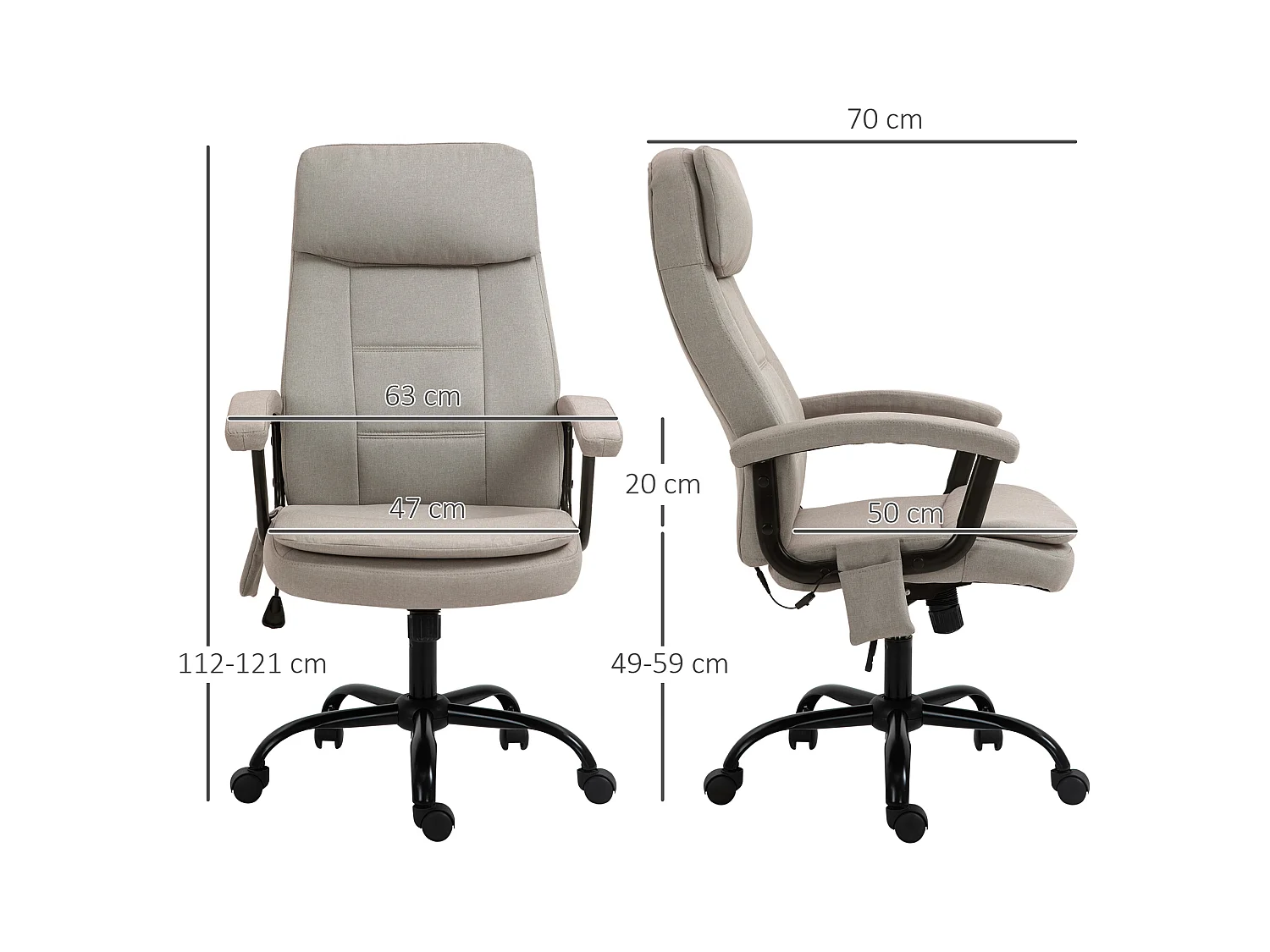 Massagebureaustoel, ergonomisch, in hoogte verstelbaar, schommelfunctie, beige