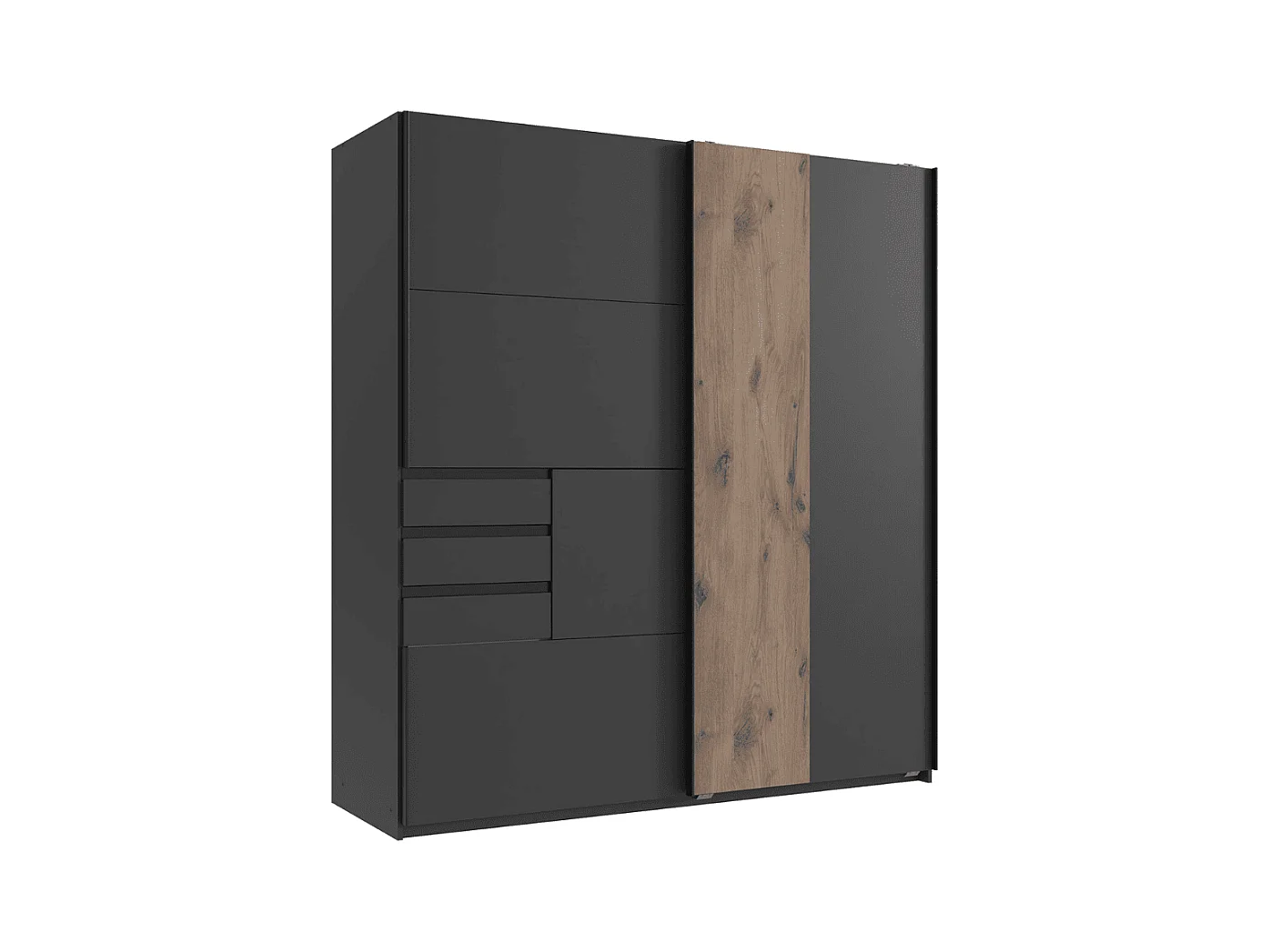 Armoire 2 portes coulissantes avec 3 tiroirs L180 cm - COBURG