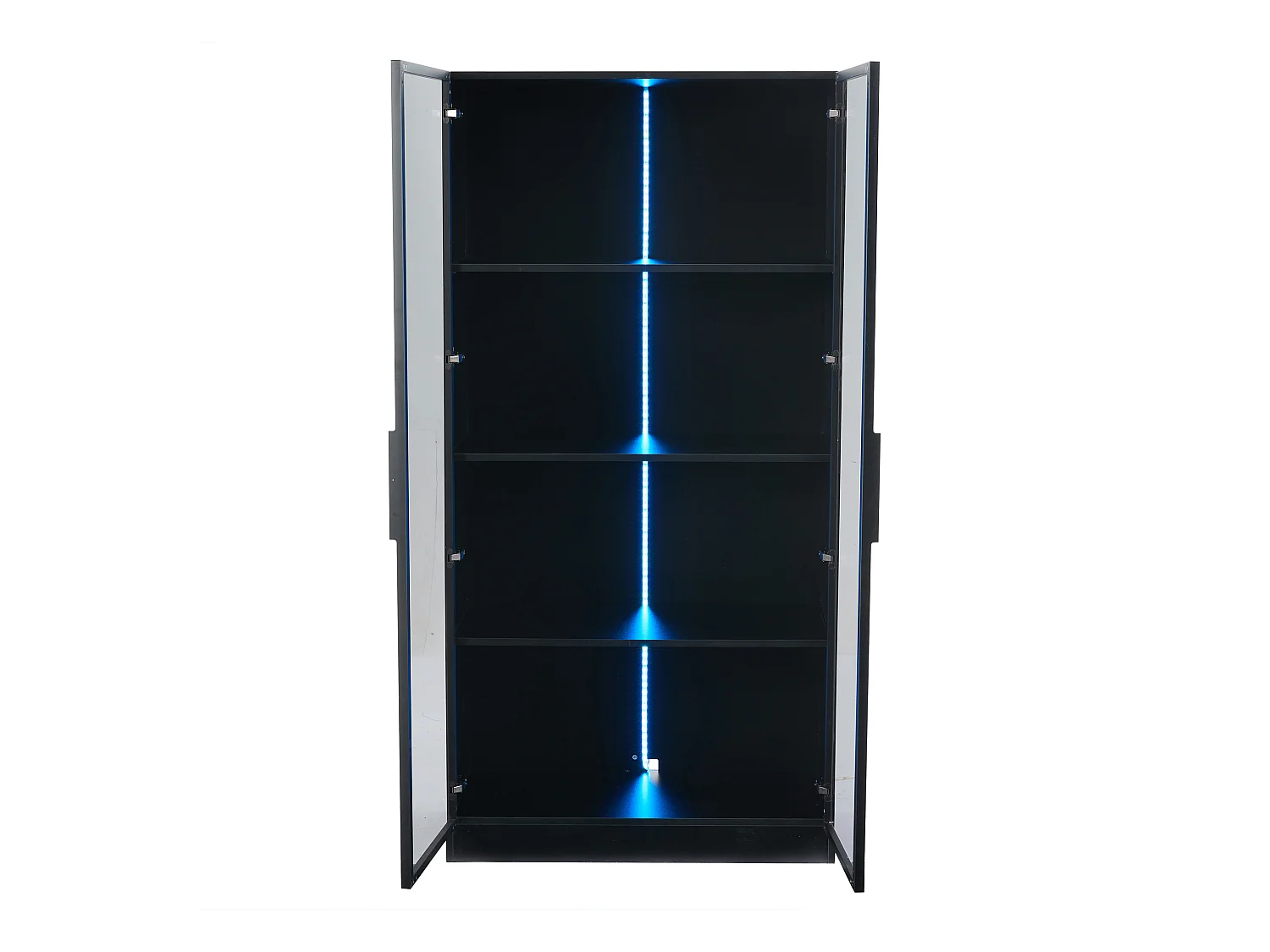 Glazen vitrine 80x40x160 cm - met LED-verlichting - met verstelbare planken - met 2 deuren - zwart