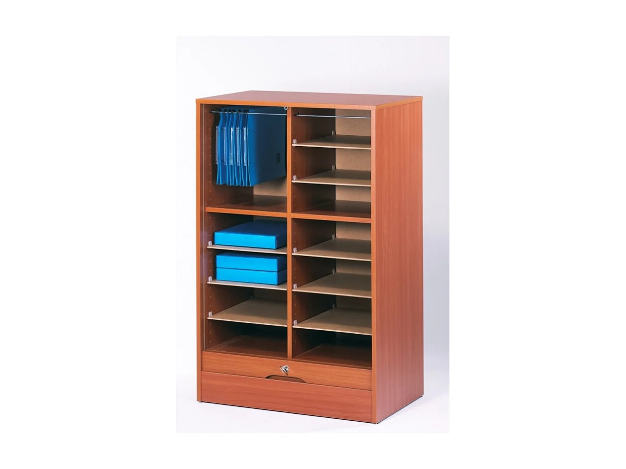 Classeur à Rideau 8 Tablettes Multi Coloris L 70 cm H 108 cm P 44 cm - Coloris: Merisier