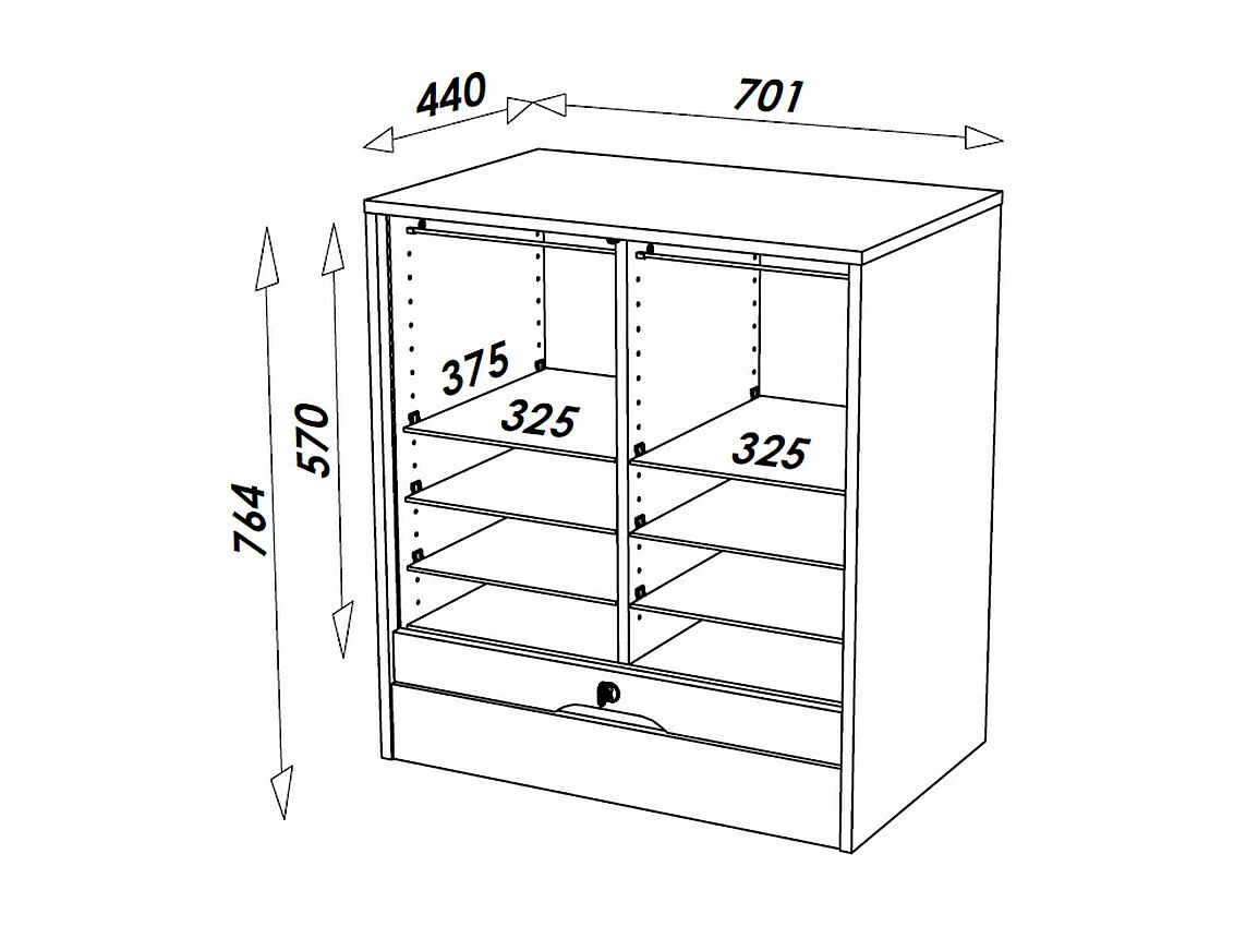 Classeur à Rideau 8 Tablettes Multi Coloris L 70 cm H 108 cm P 44 cm - Coloris: Merisier