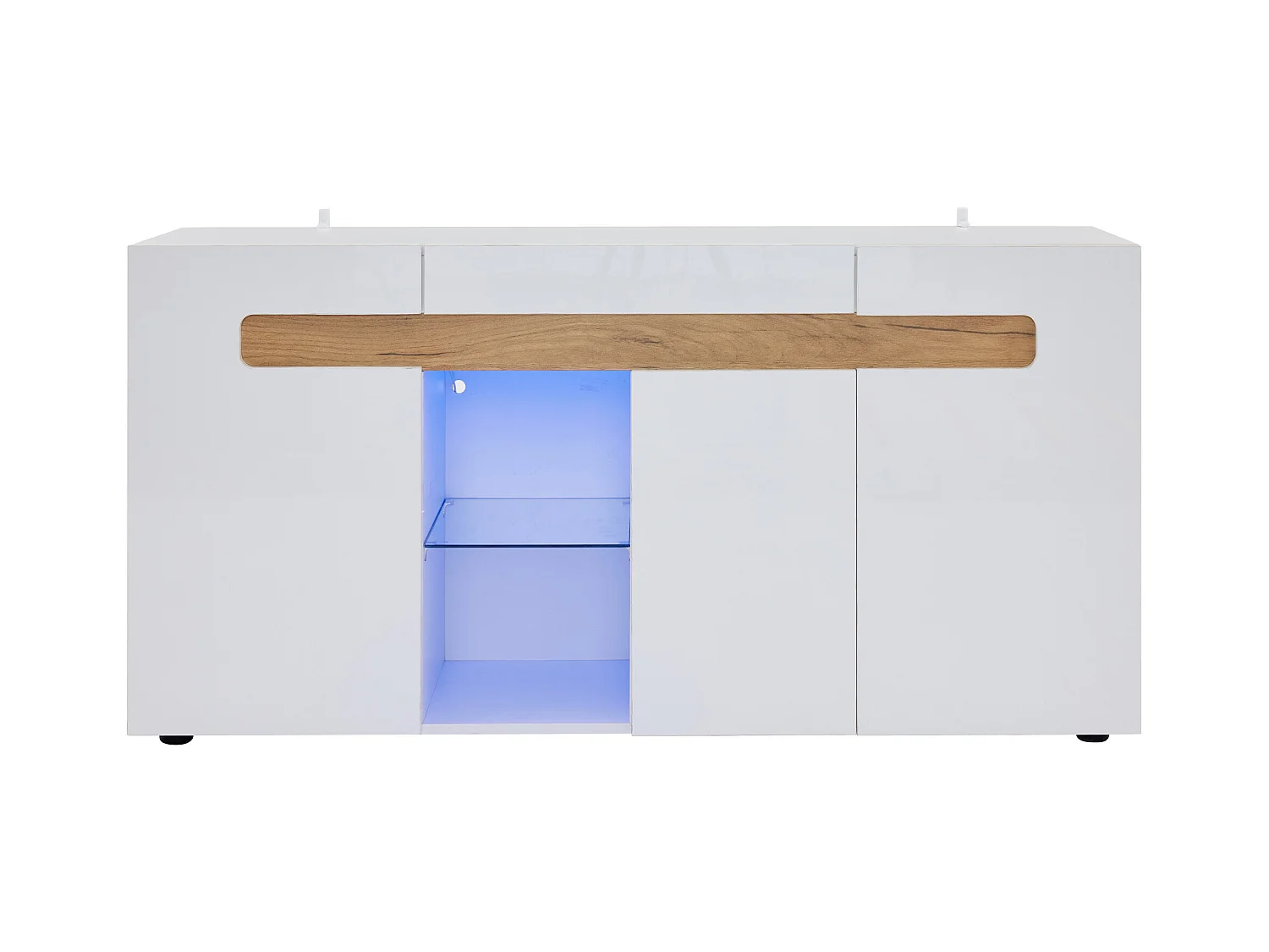 Buffet moderno 140x40x70 cm - con illuminazione LED - con 3 porte - bianco