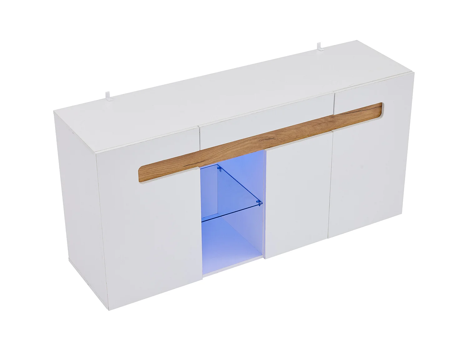 Buffet moderno 140x40x70 cm - con illuminazione LED - con 3 porte - bianco