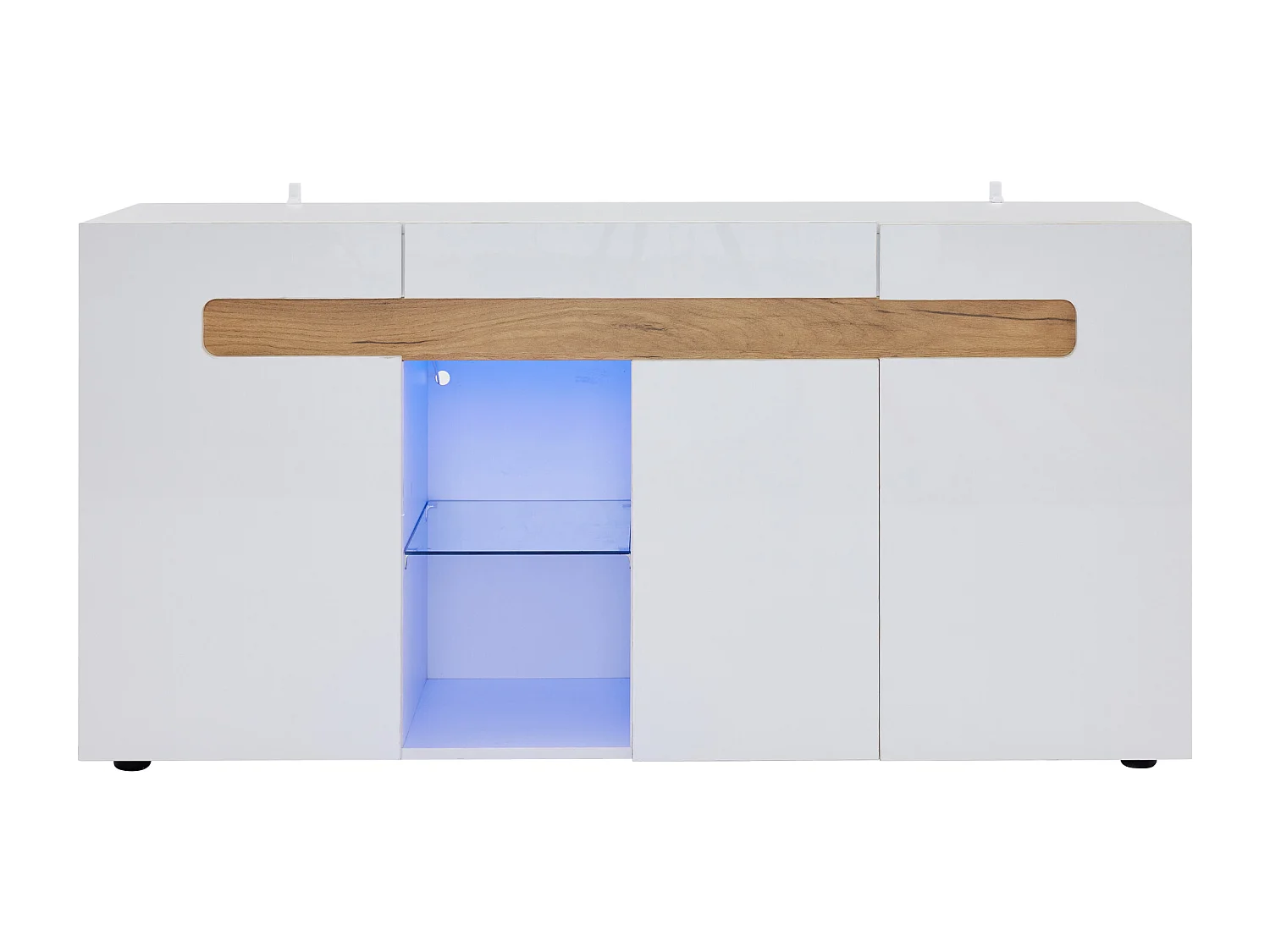 Buffet moderne 140x40x70 cm - avec éclairage LED - avec 3 portes - blanc
