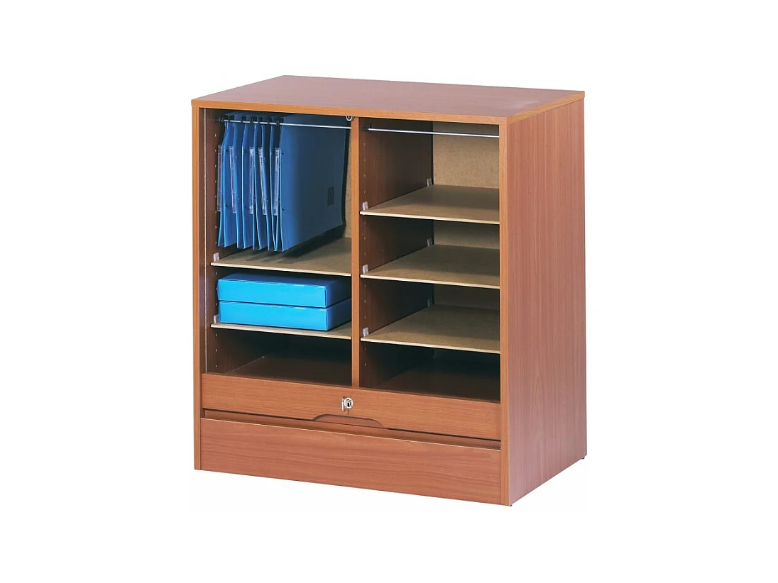 Classeur à Rideau Largeur 70 cm Hauteur 76 cm 8 Niches 2 Kits DS - Coloris: Merisier