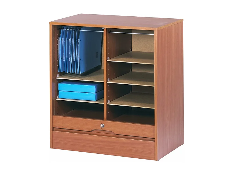 Classeur à Rideau Largeur 70 cm Hauteur 76 cm 8 Niches 2 Kits DS - Coloris: Merisier