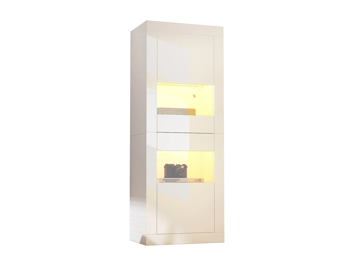 Vitrine moderne 61x42x162cm - avec éclairage LED - avec 2 portes - blanc
