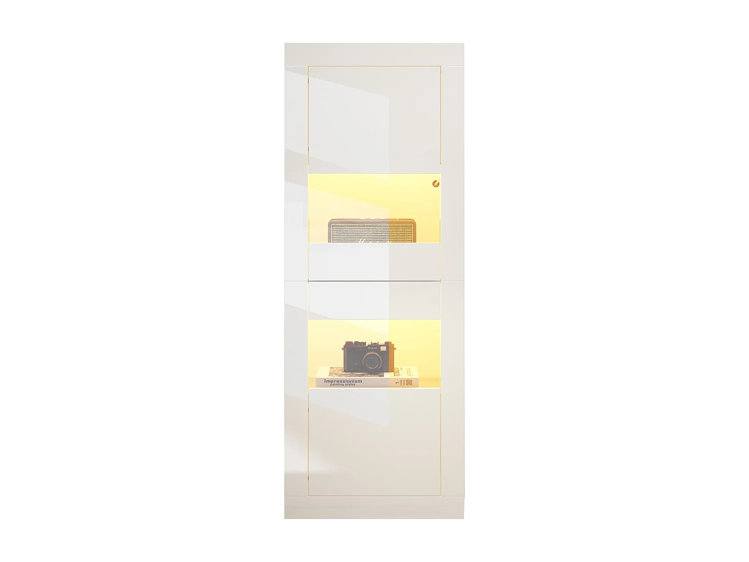 Vitrine moderne 61x42x162cm - avec éclairage LED - avec 2 portes - blanc