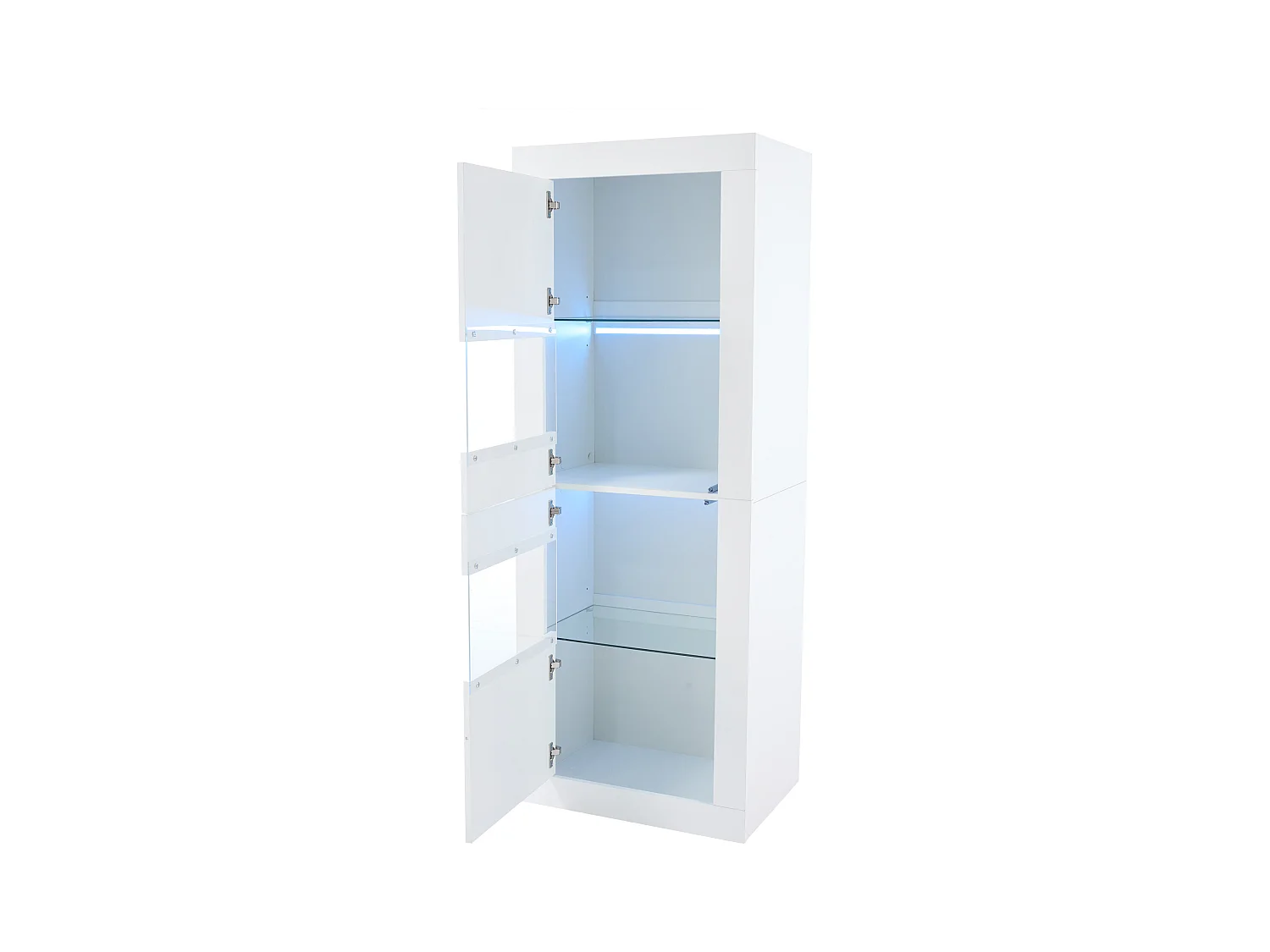 Vitrine moderne 61x42x162cm - avec éclairage LED - avec 2 portes - blanc