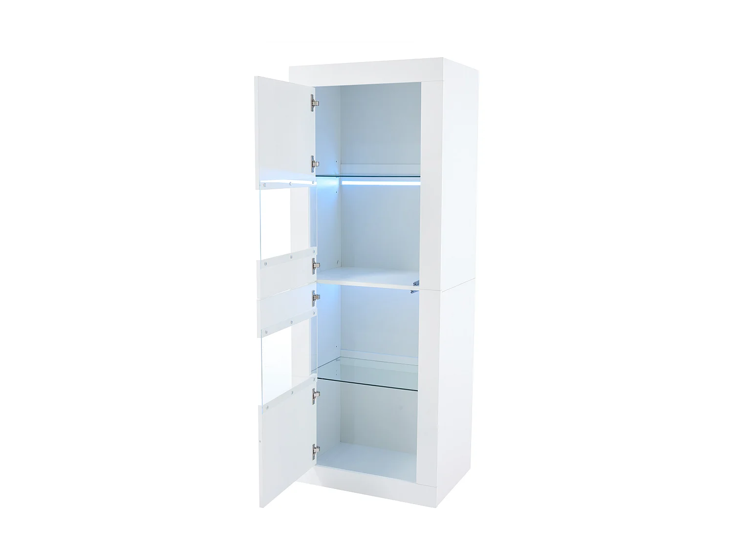 Vitrine moderne 61x42x162cm - avec éclairage LED - avec 2 portes - blanc