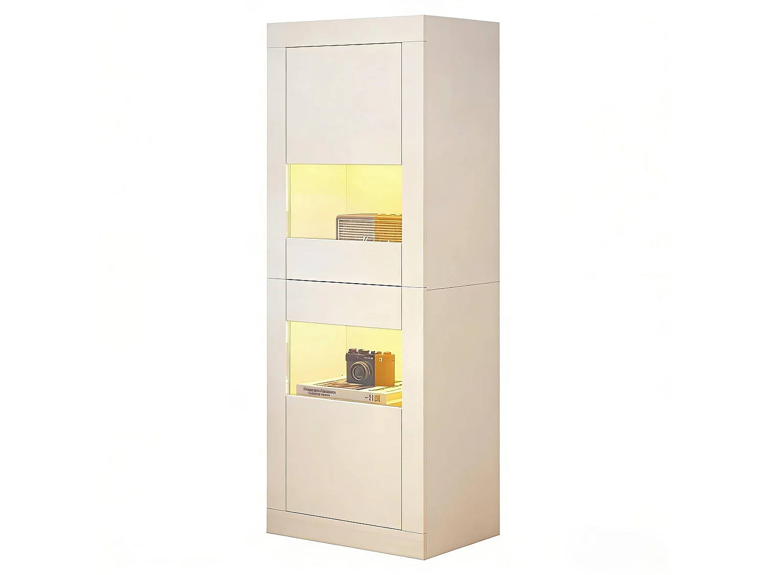 Vitrine moderne 61x42x162cm - avec éclairage LED - avec 2 portes - blanc