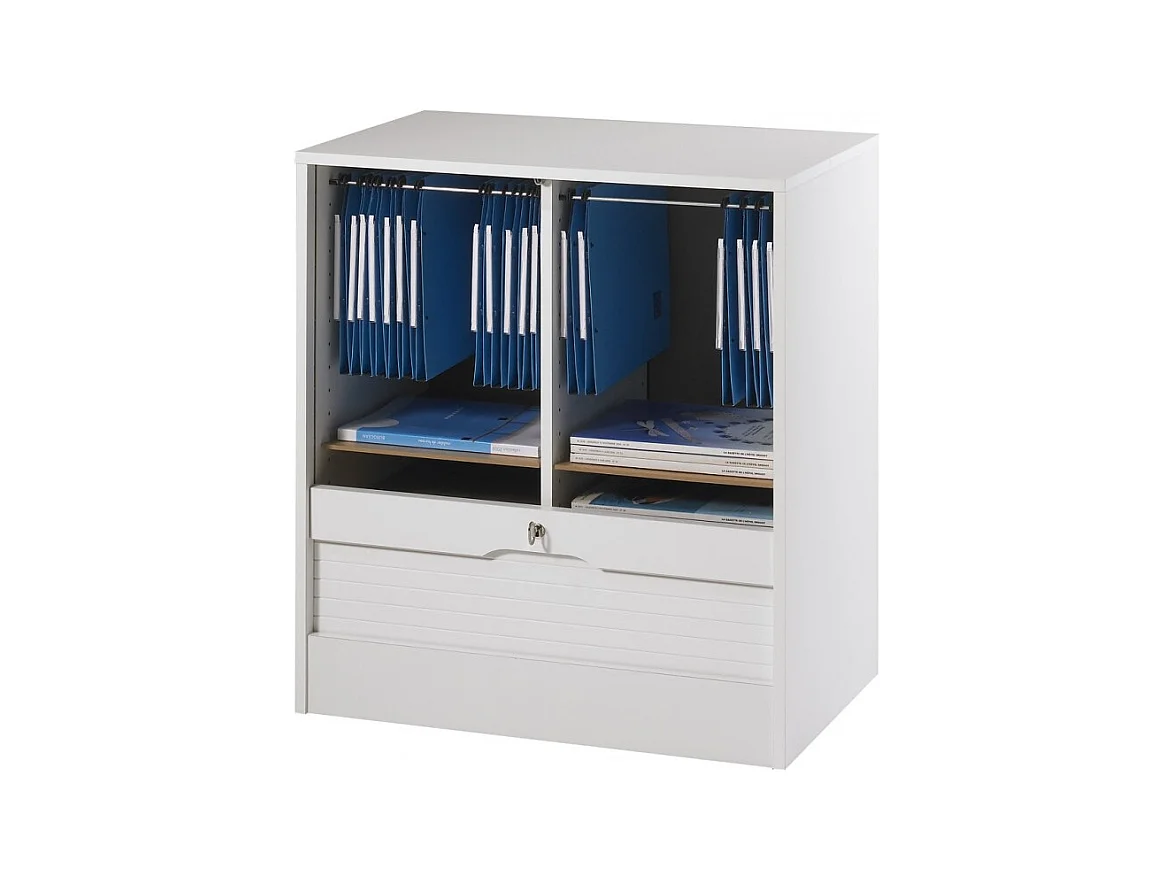 Classeur à Rideau Largeur 70 cm Hauteur 76 cm 8 Niches 2 Kits DS - Coloris: Blanc